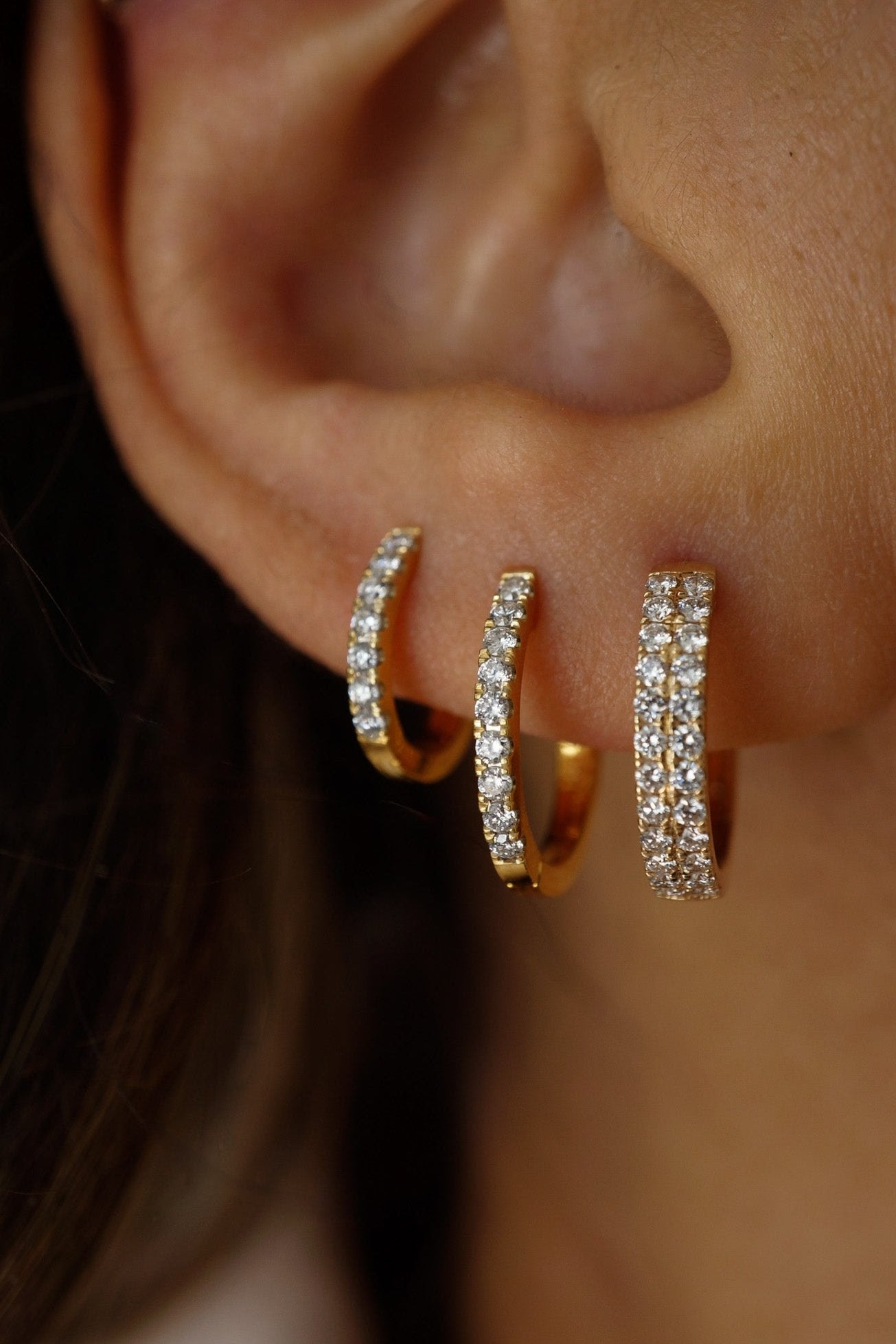 Double Row Diamond Hoops