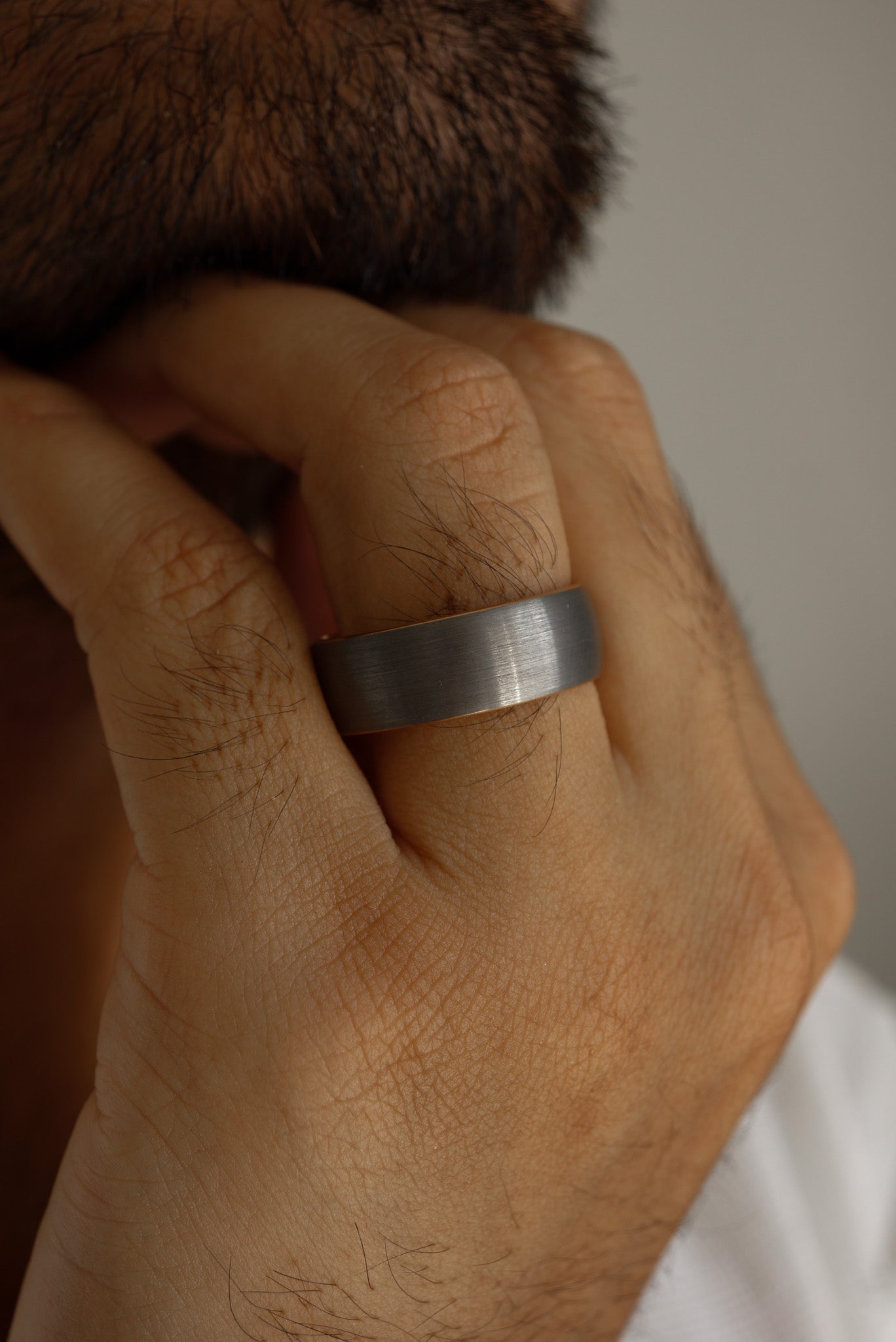 Silver Rose Tungsten Band