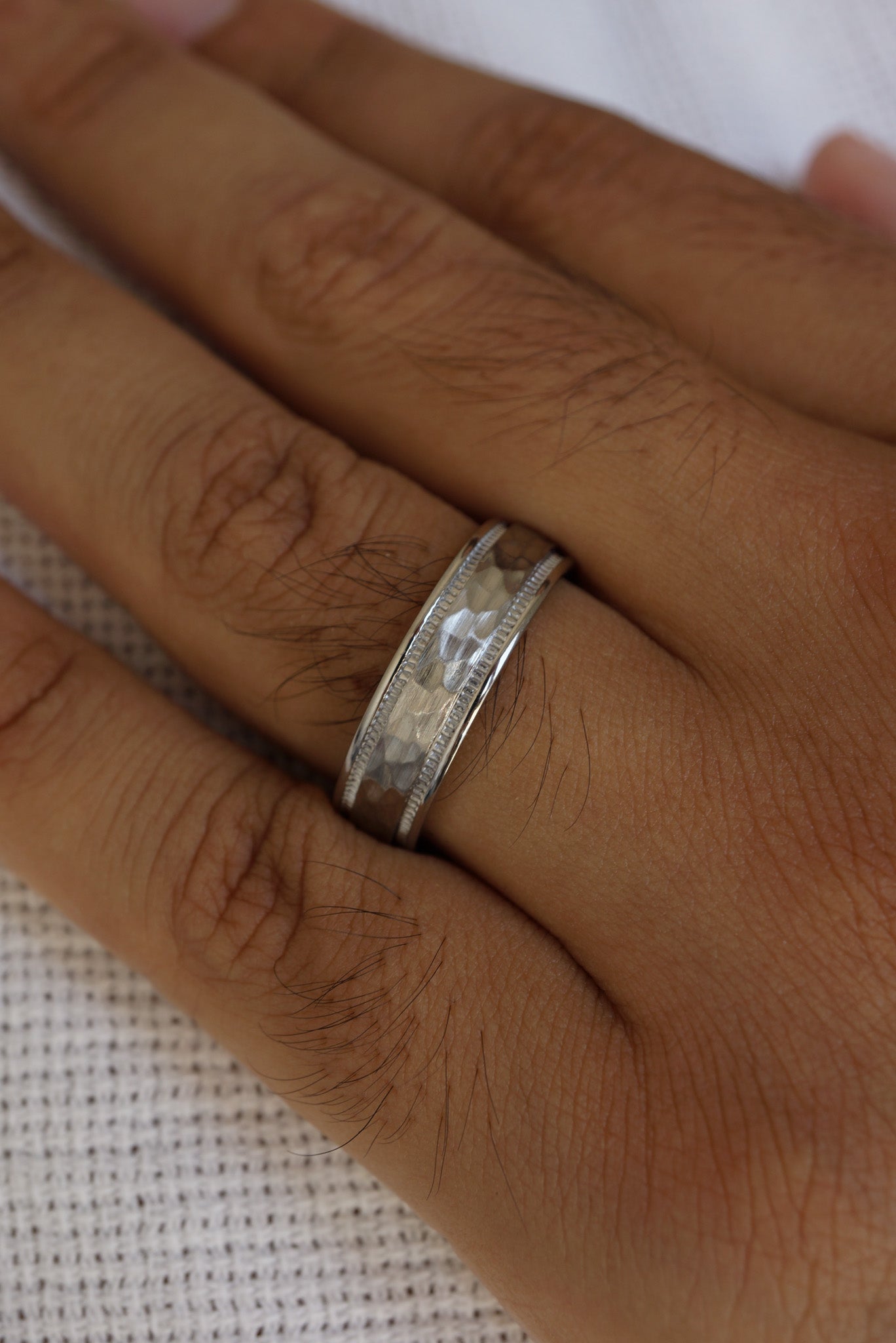 Milgrain Edge Hammered Band