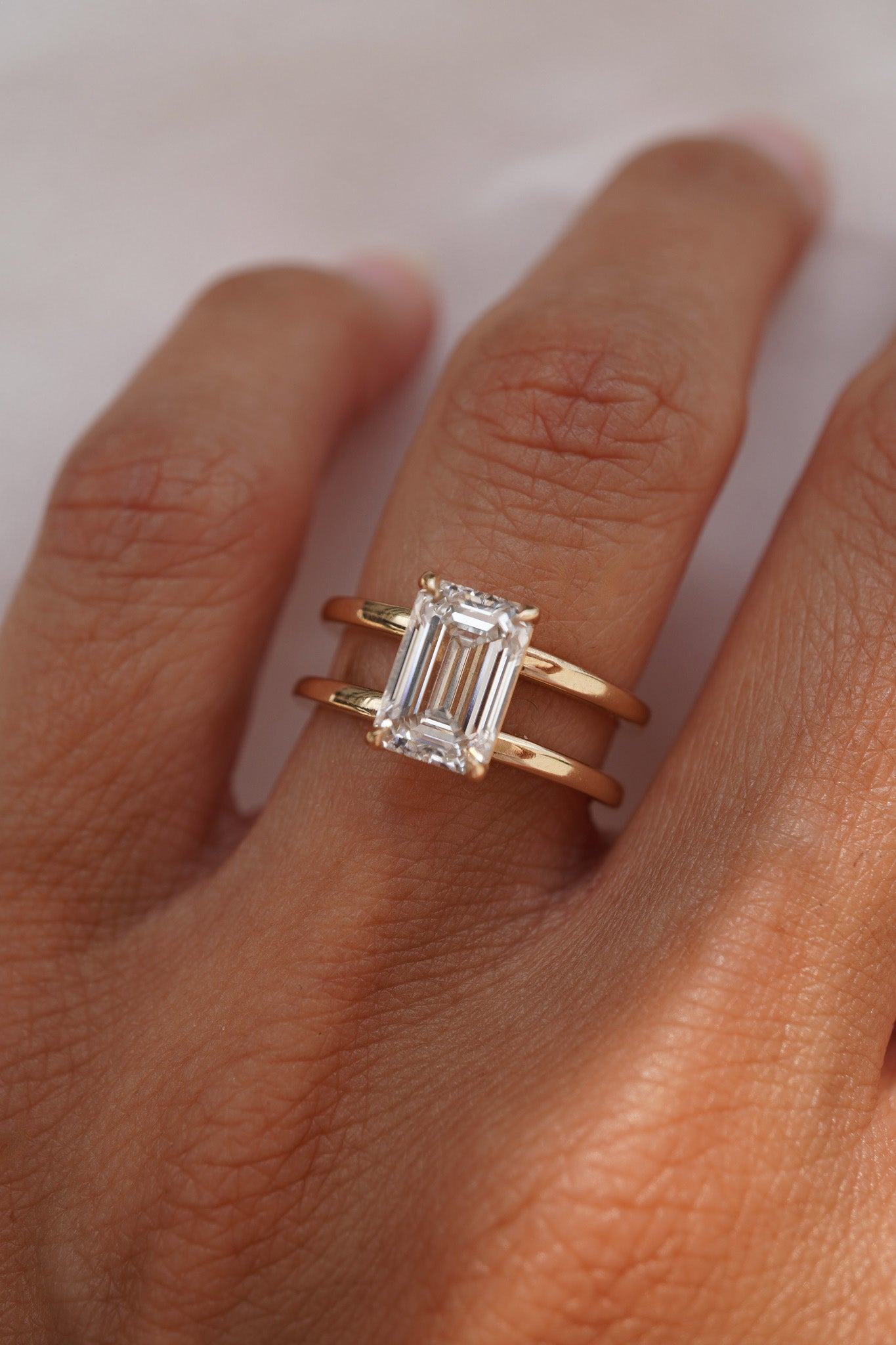 Emerald Twin Band Ring