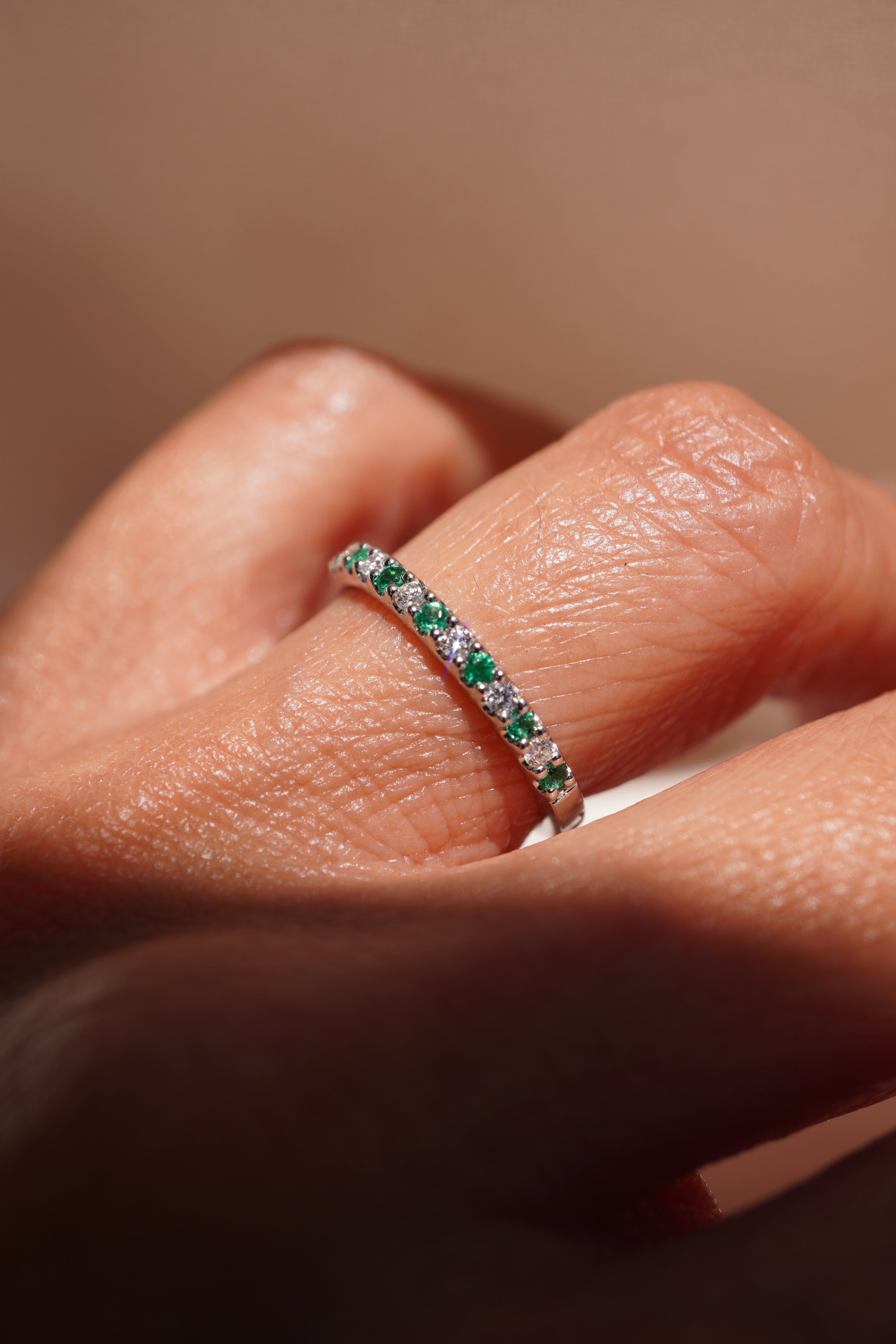 Green Emerald and Diamond Band