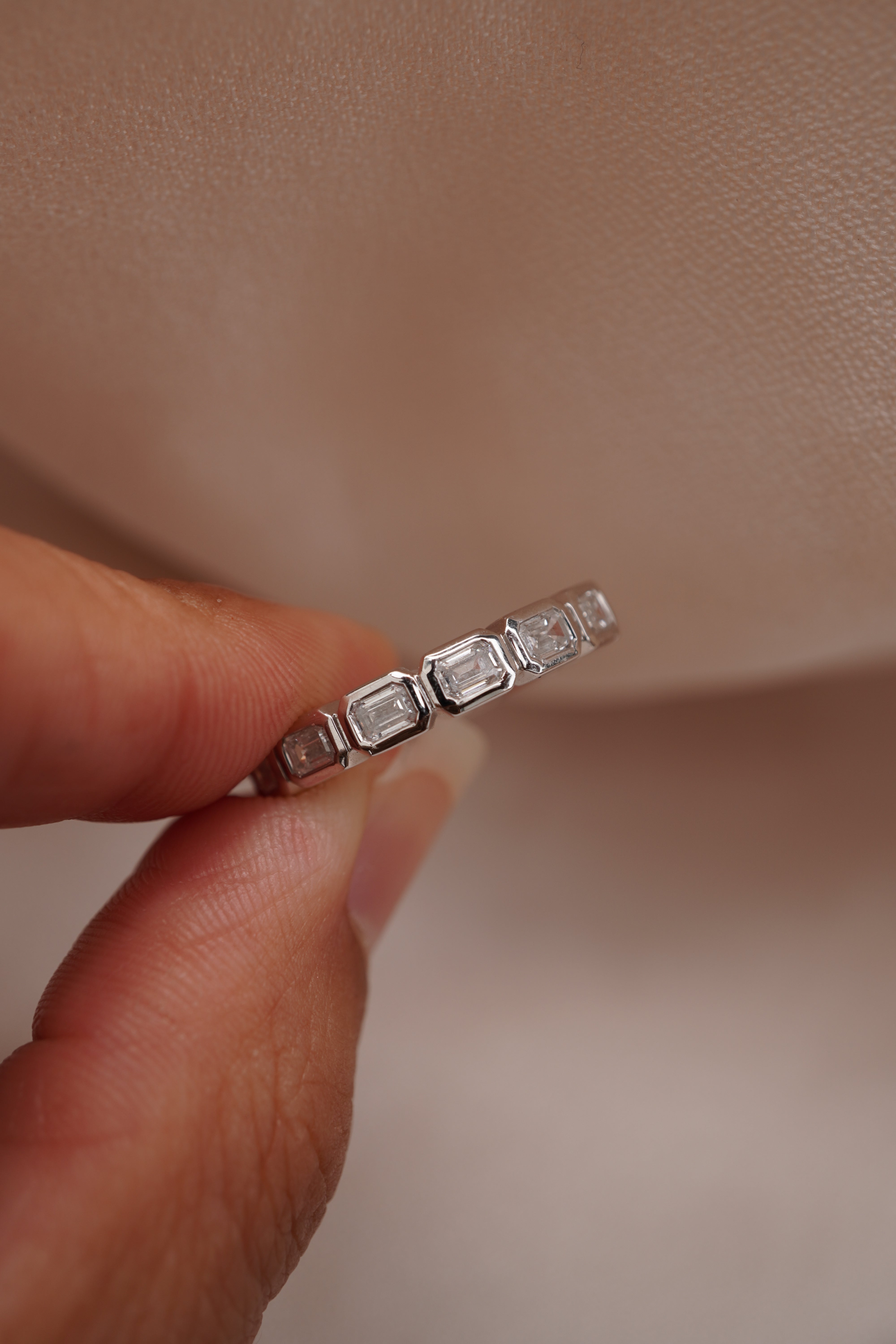 Bezel Emerald Diamond Eternity Band