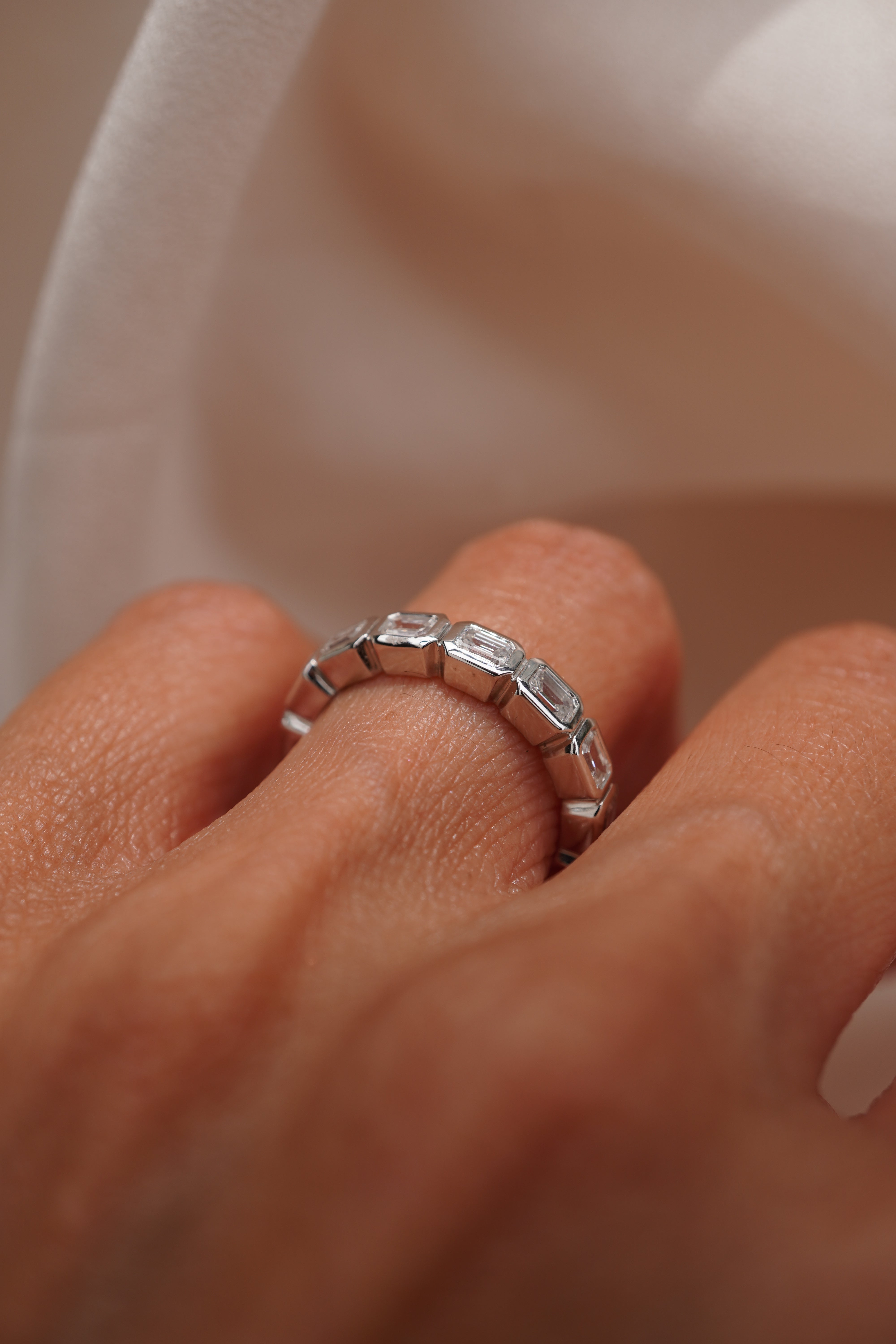 Bezel Emerald Diamond Eternity Band