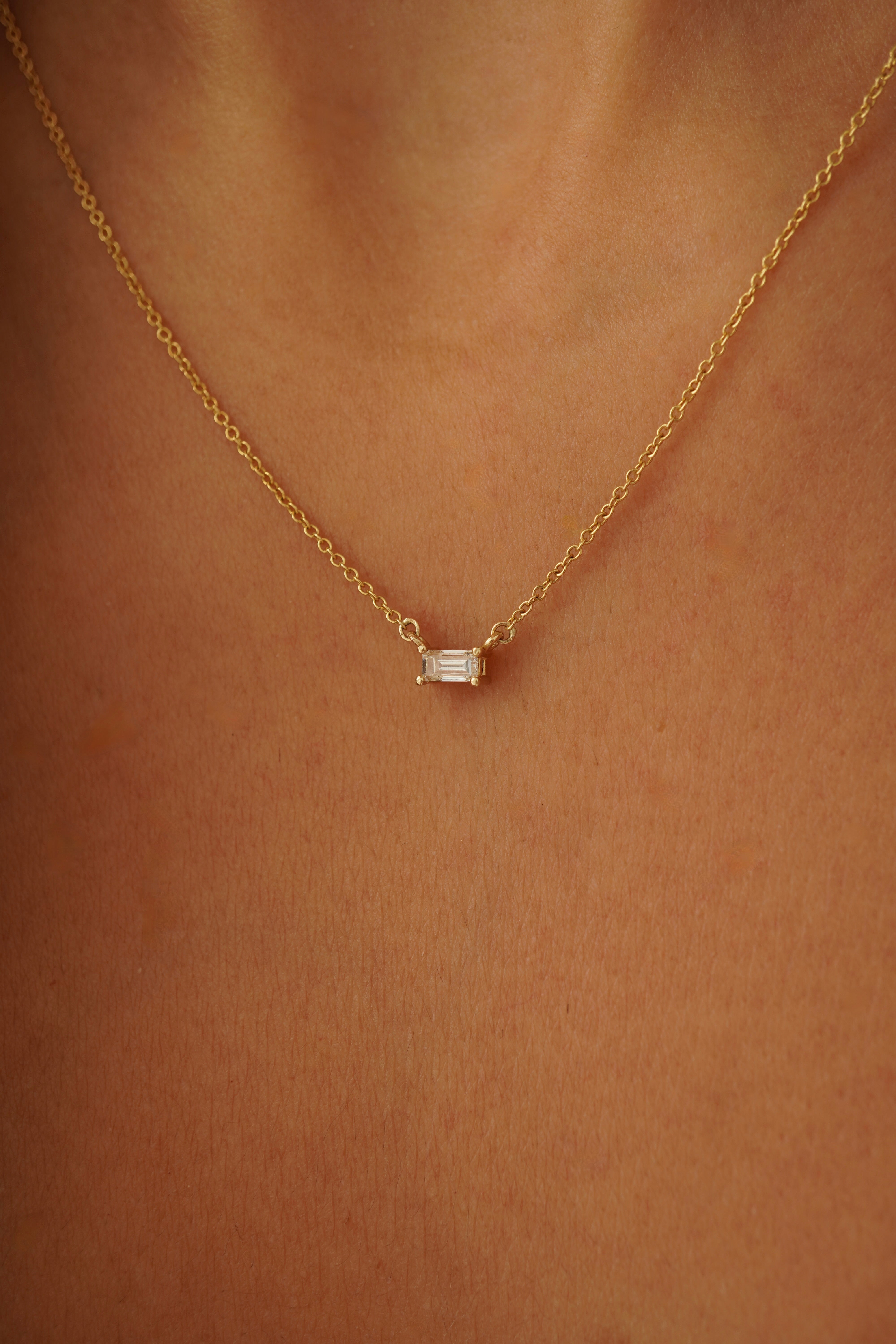 Floating Baguette Diamond Necklace