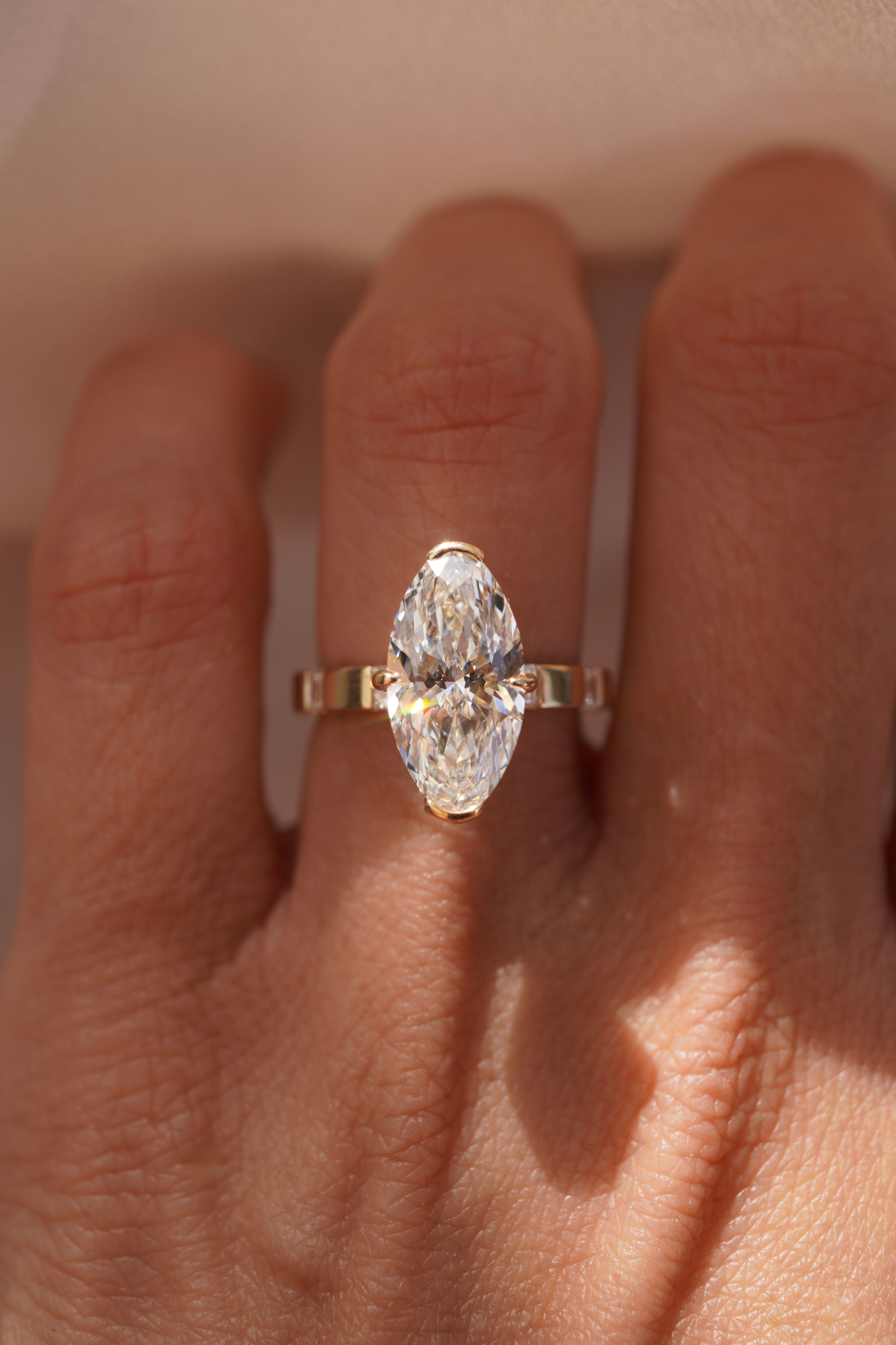 Moval Diamond Inlay Ring