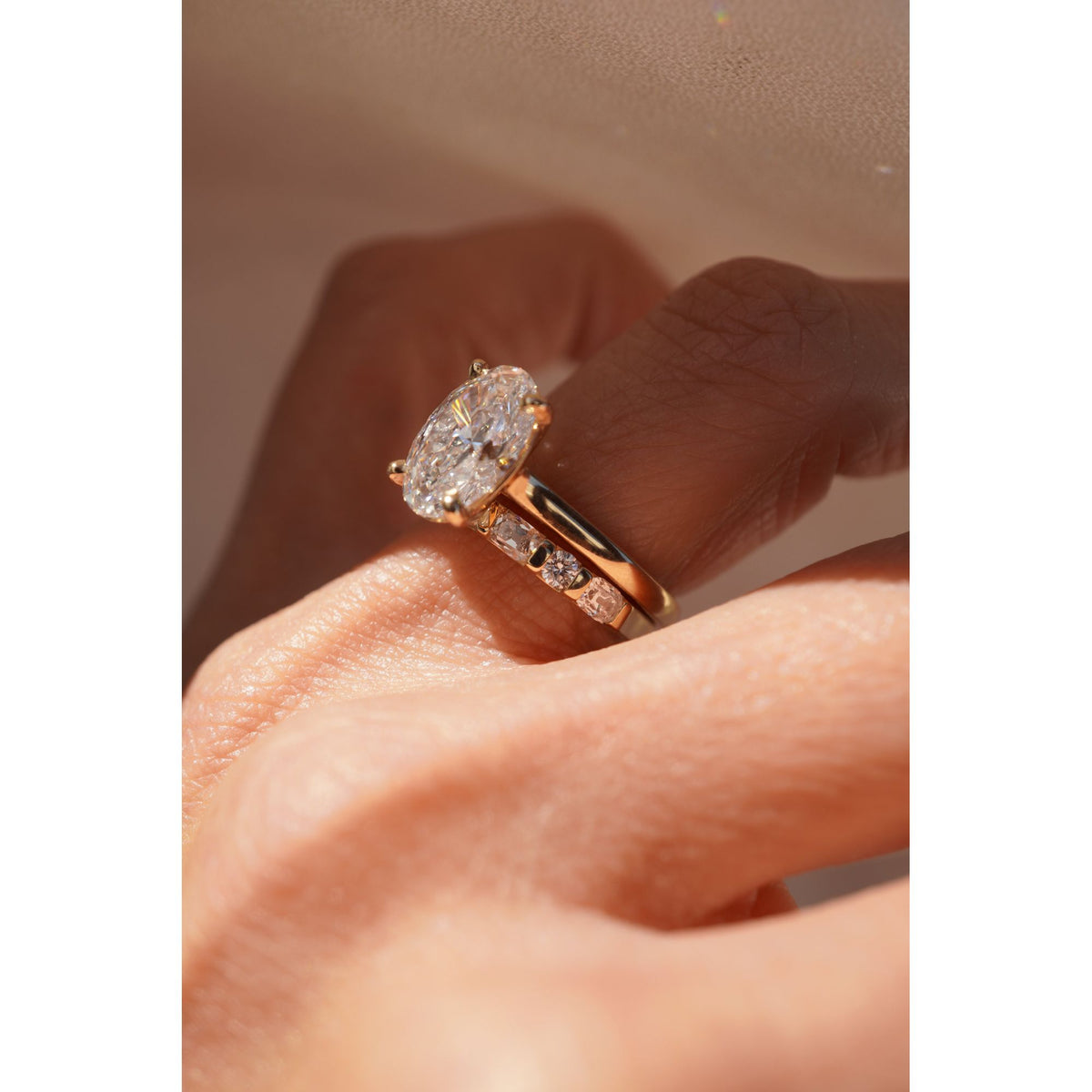 Enchanted Antique Cushion and Round Diamond Band