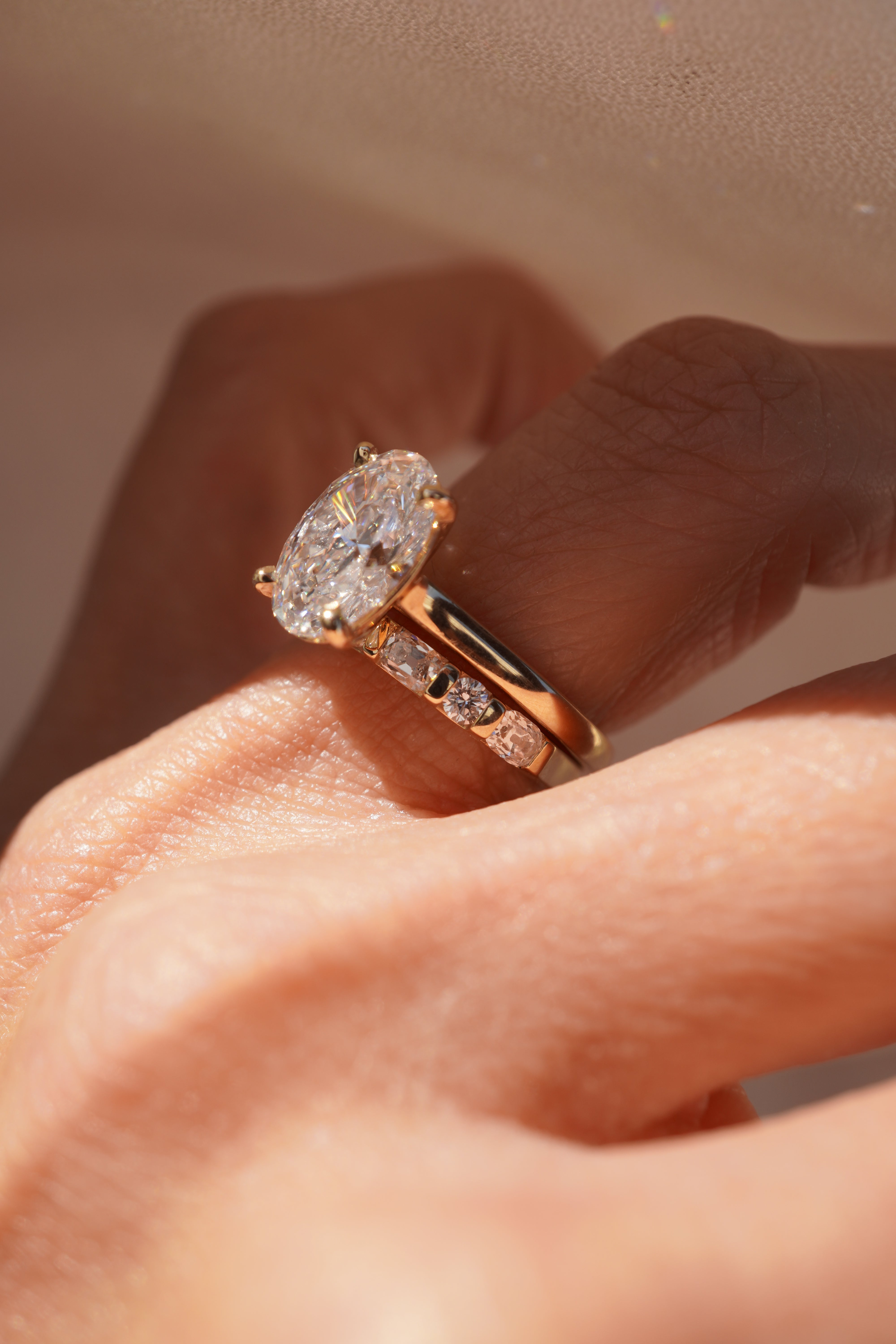 Enchanted Antique Cushion and Round Diamond Band