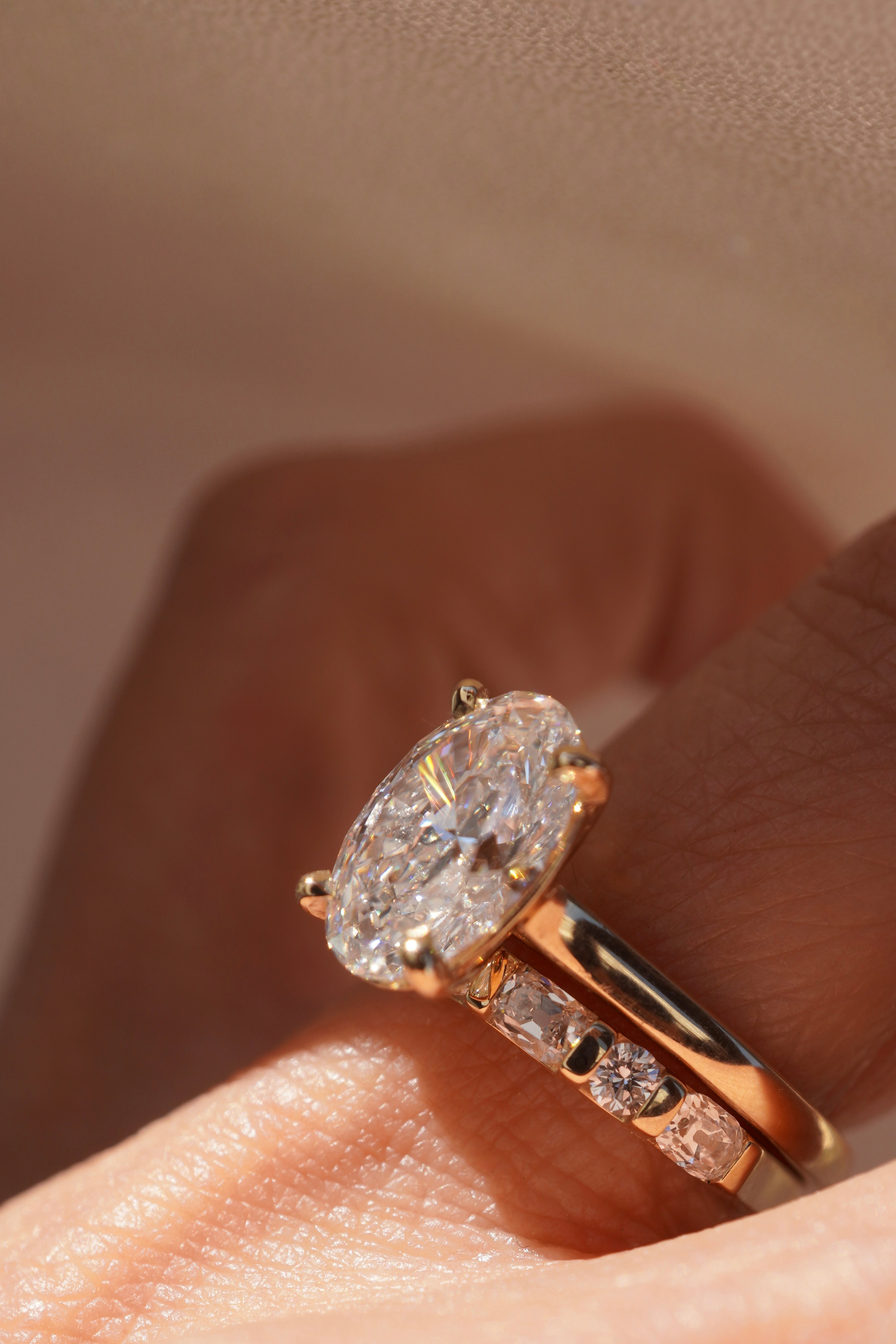 Enchanted Antique Cushion and Round Diamond Band