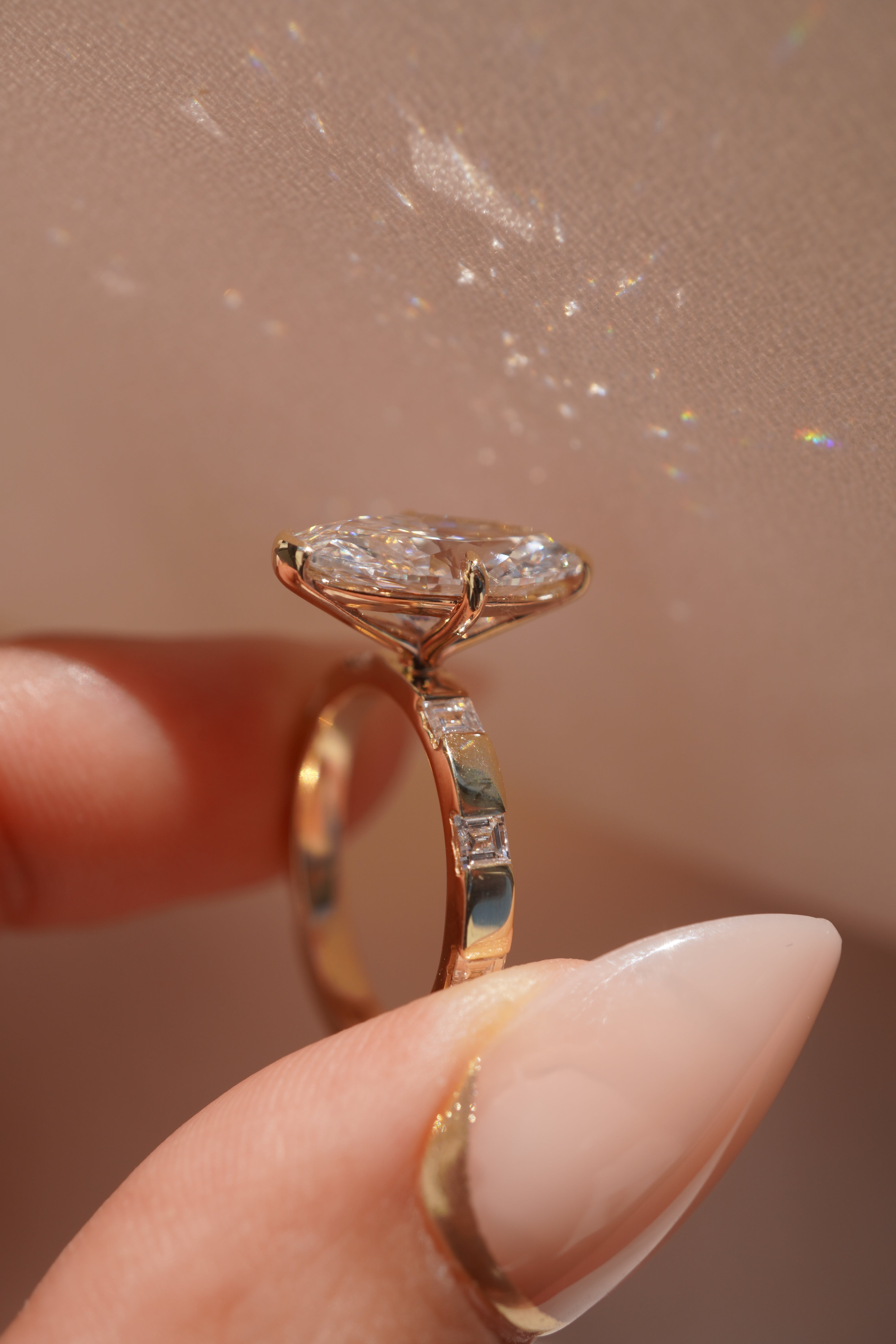 Moval Diamond Inlay Ring