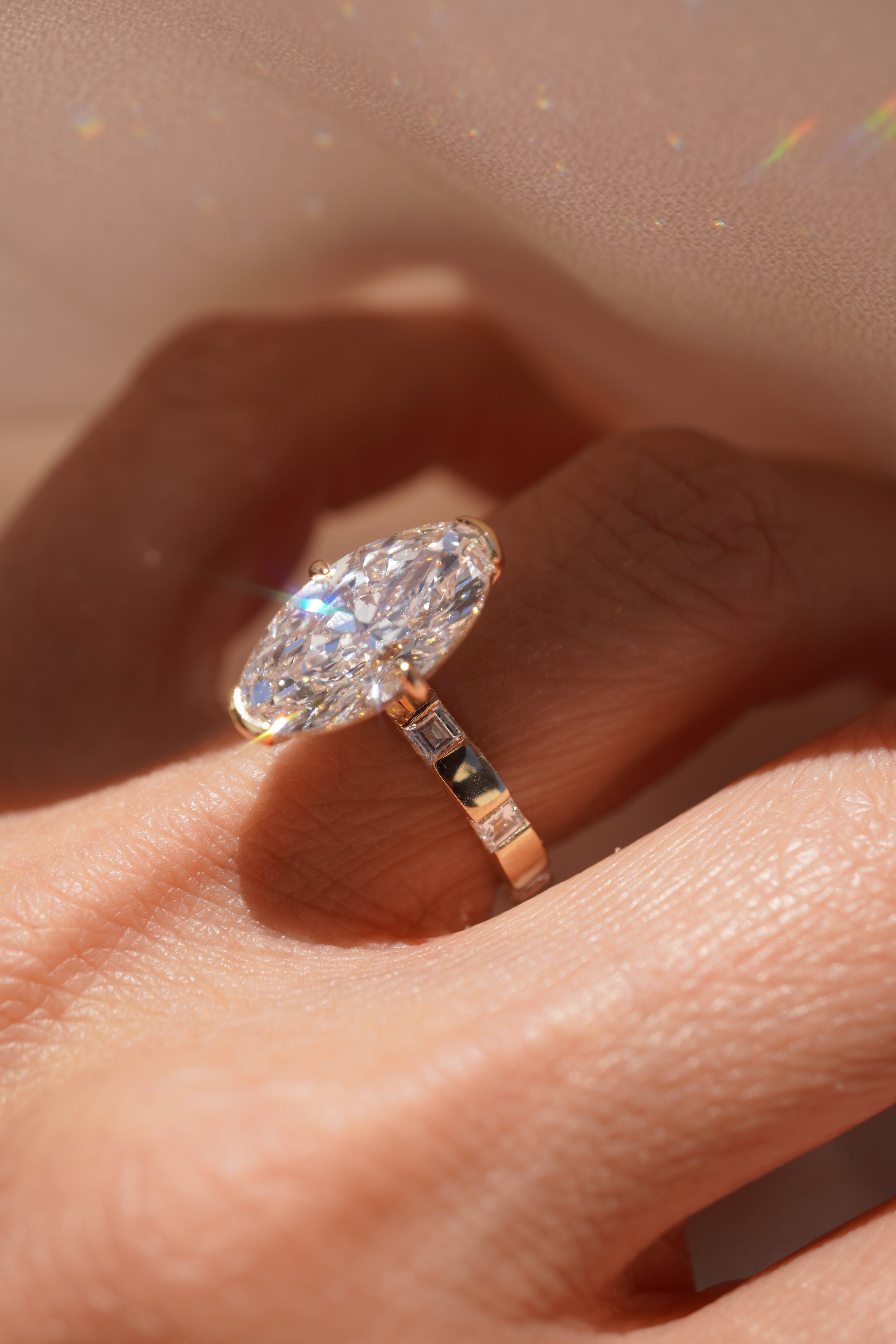 Moval Diamond Inlay Ring