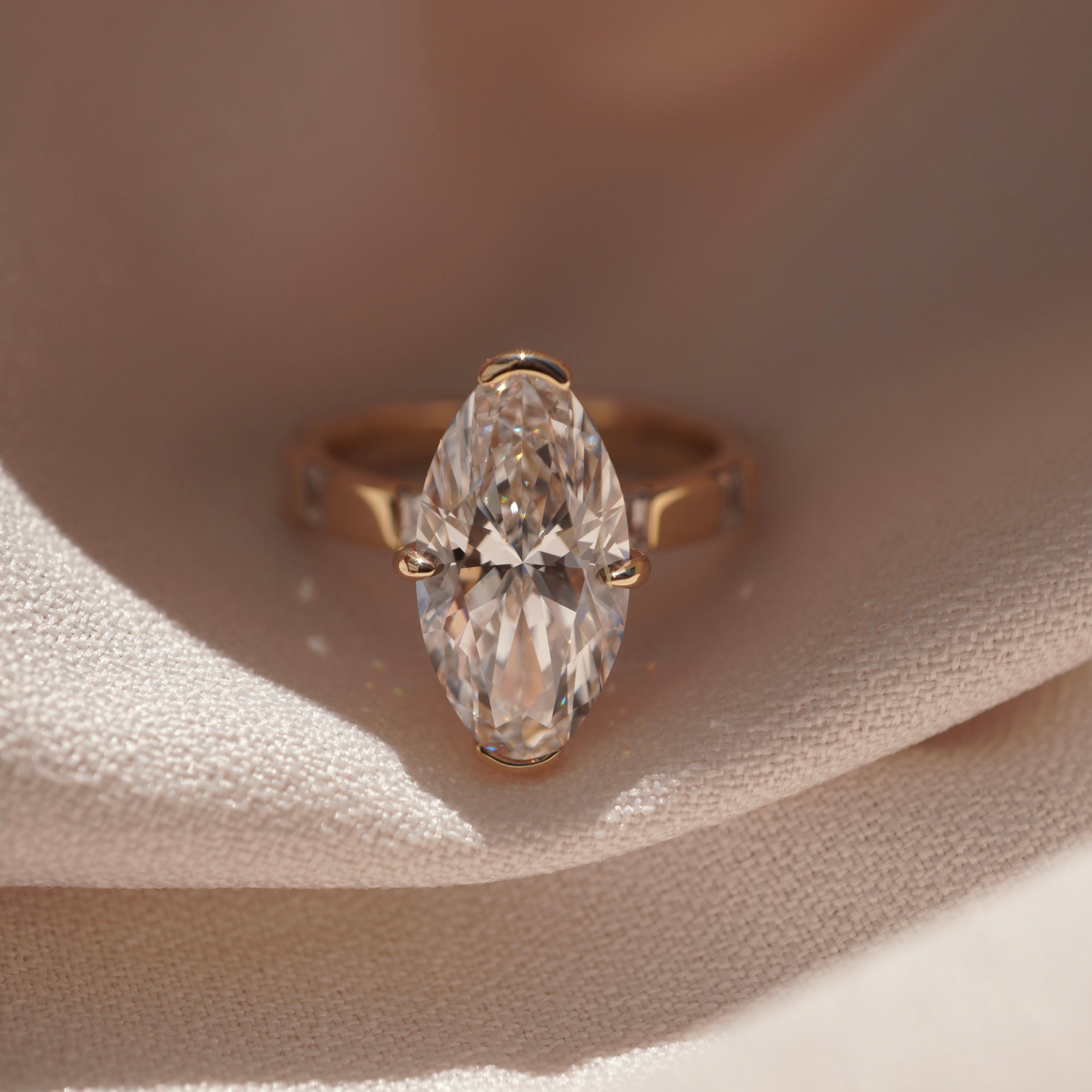 Moval Diamond Inlay Ring
