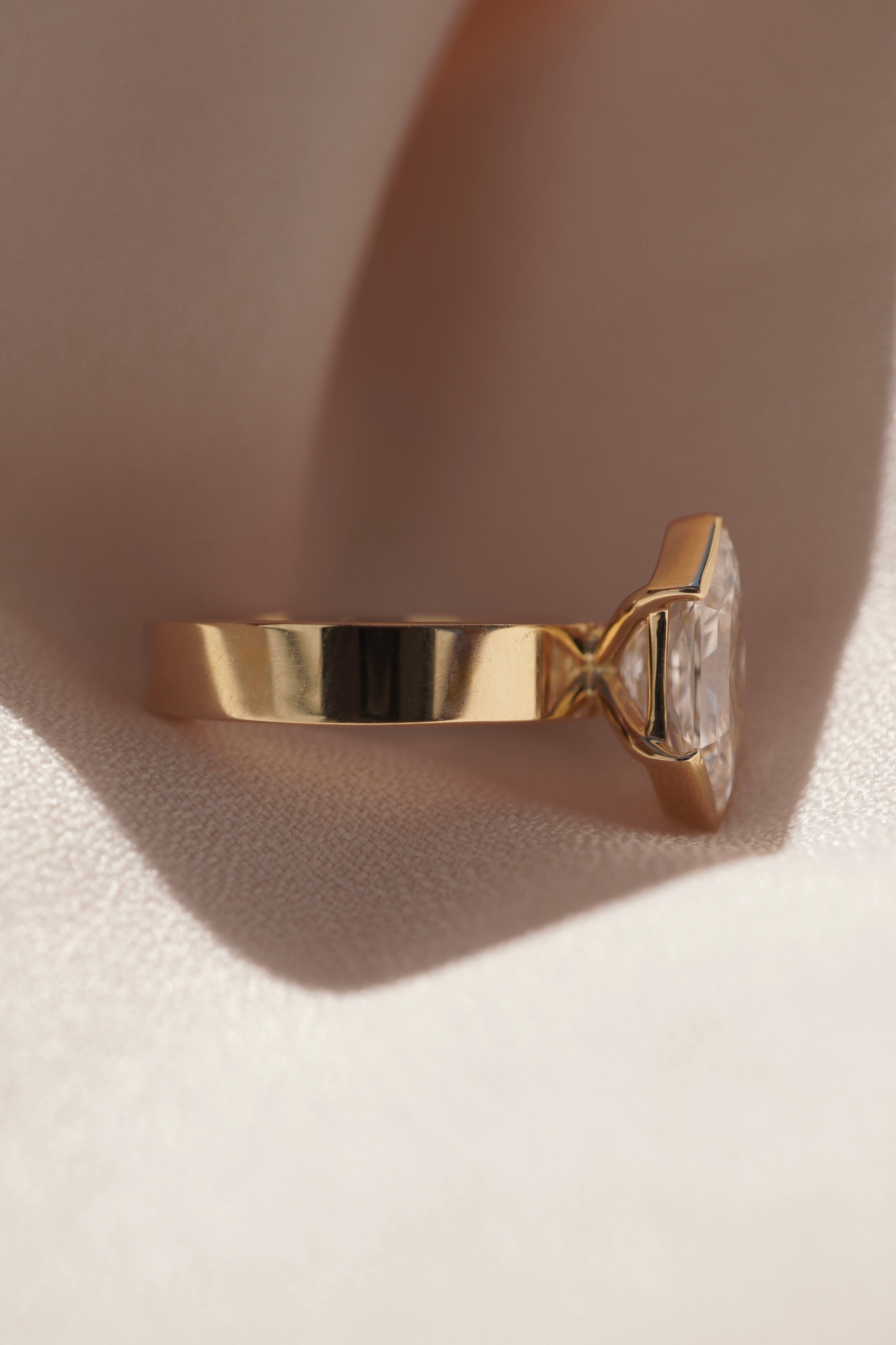 Half Bezel Hexagon Brilliant Engagement Ring