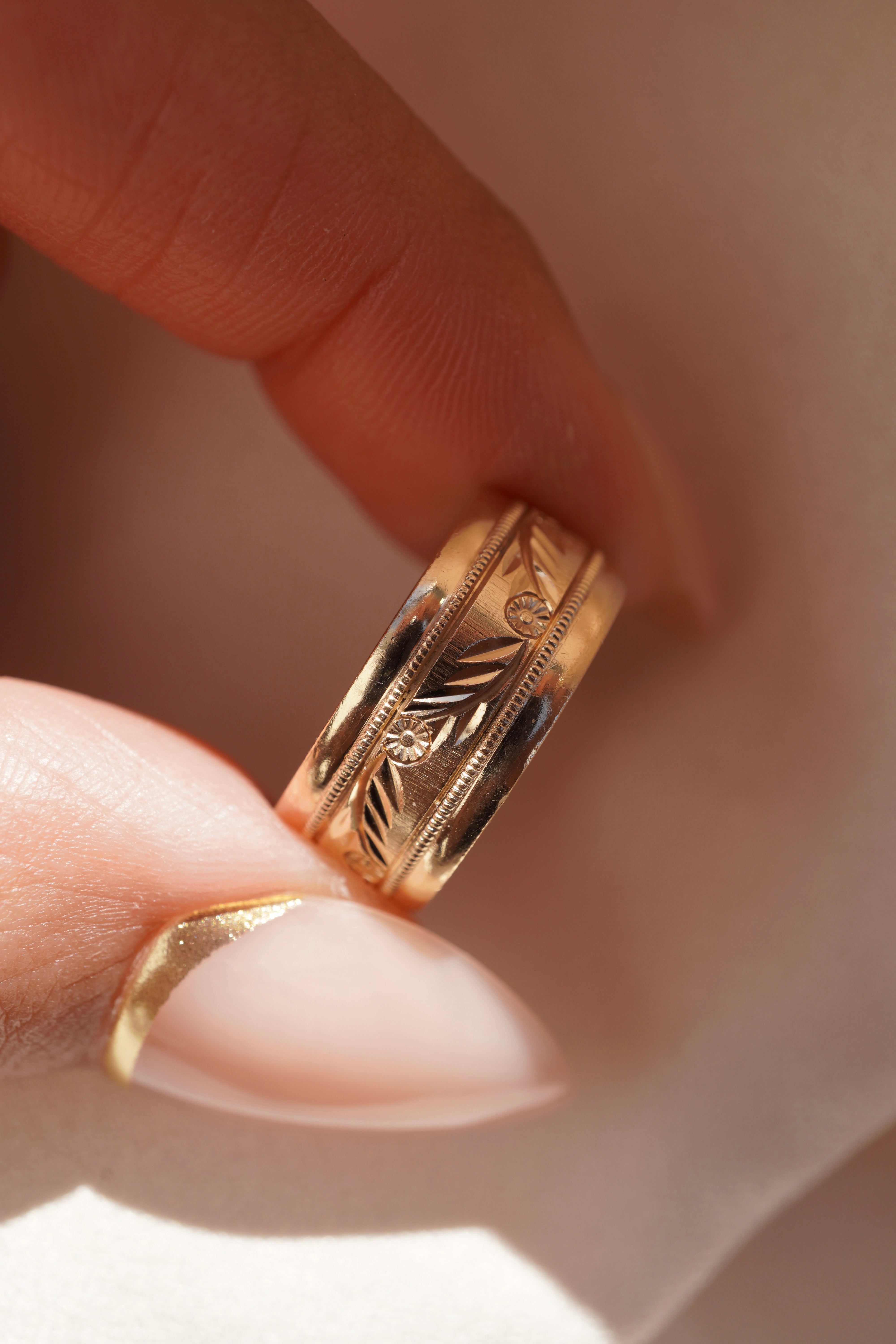 Floral Etched Eternity Band