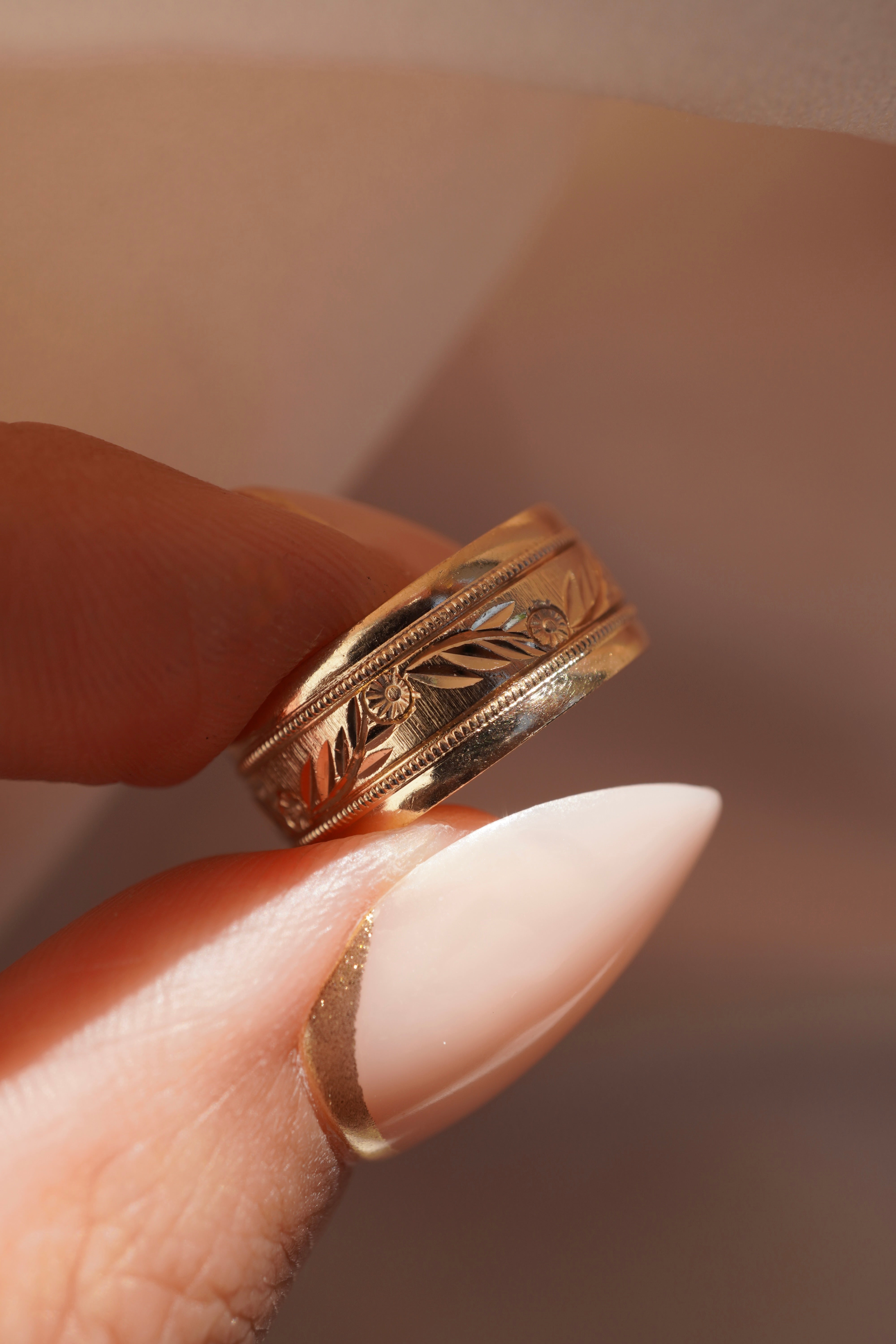Floral Etched Eternity Band