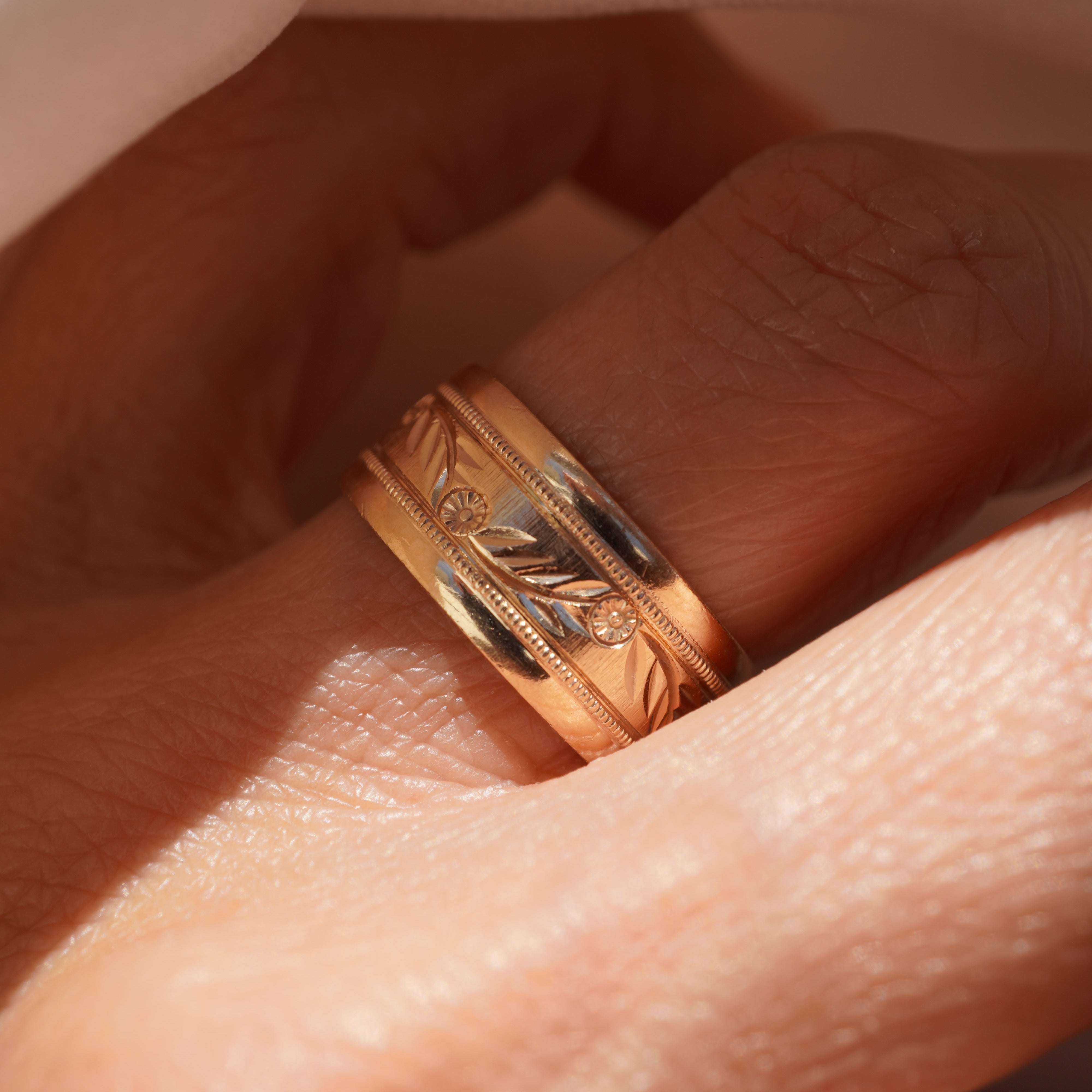 Floral Etched Eternity Band