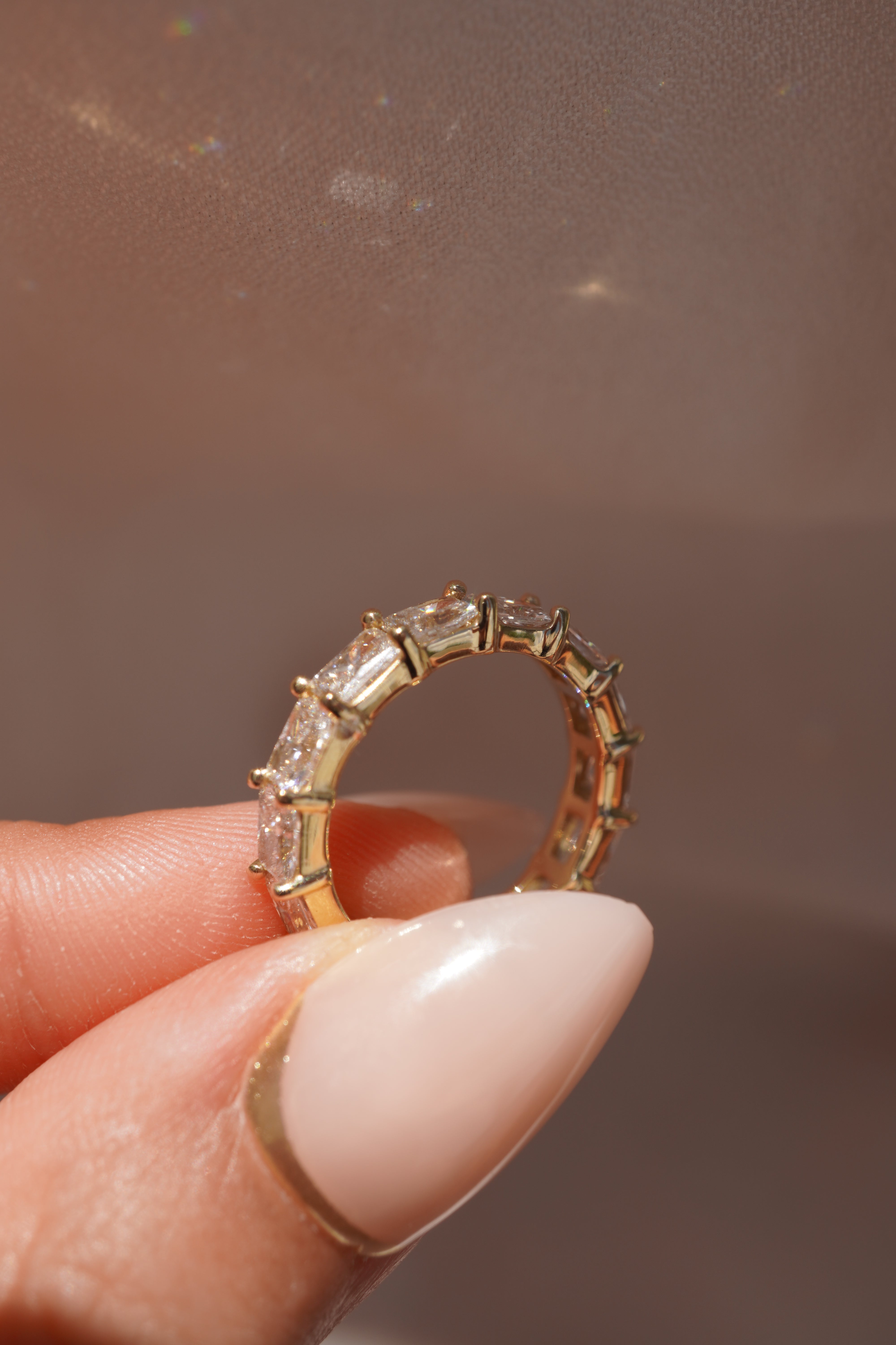 Large Lab Grown East-West Radiant Eternity Band