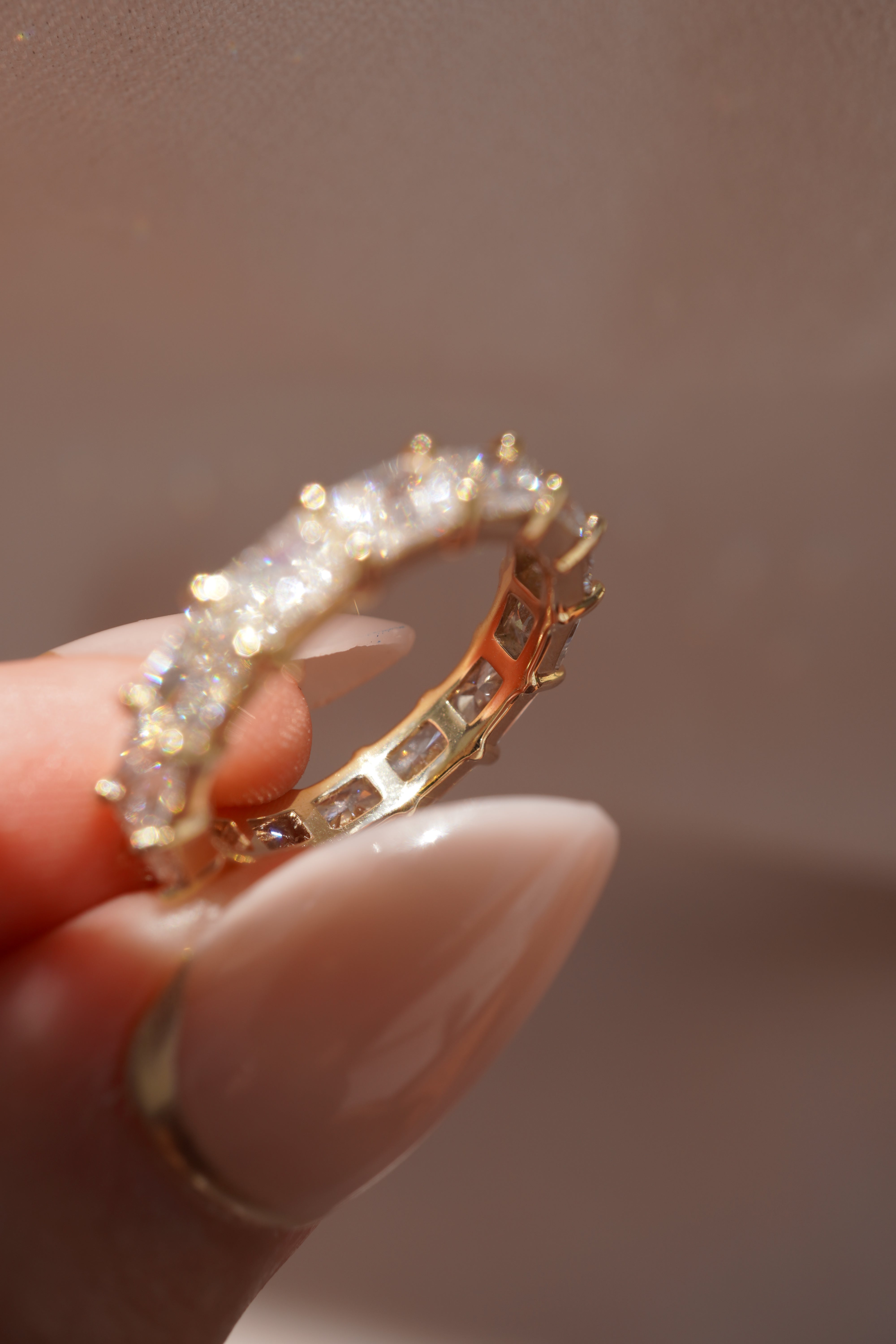 Large Lab Grown East-West Radiant Eternity Band