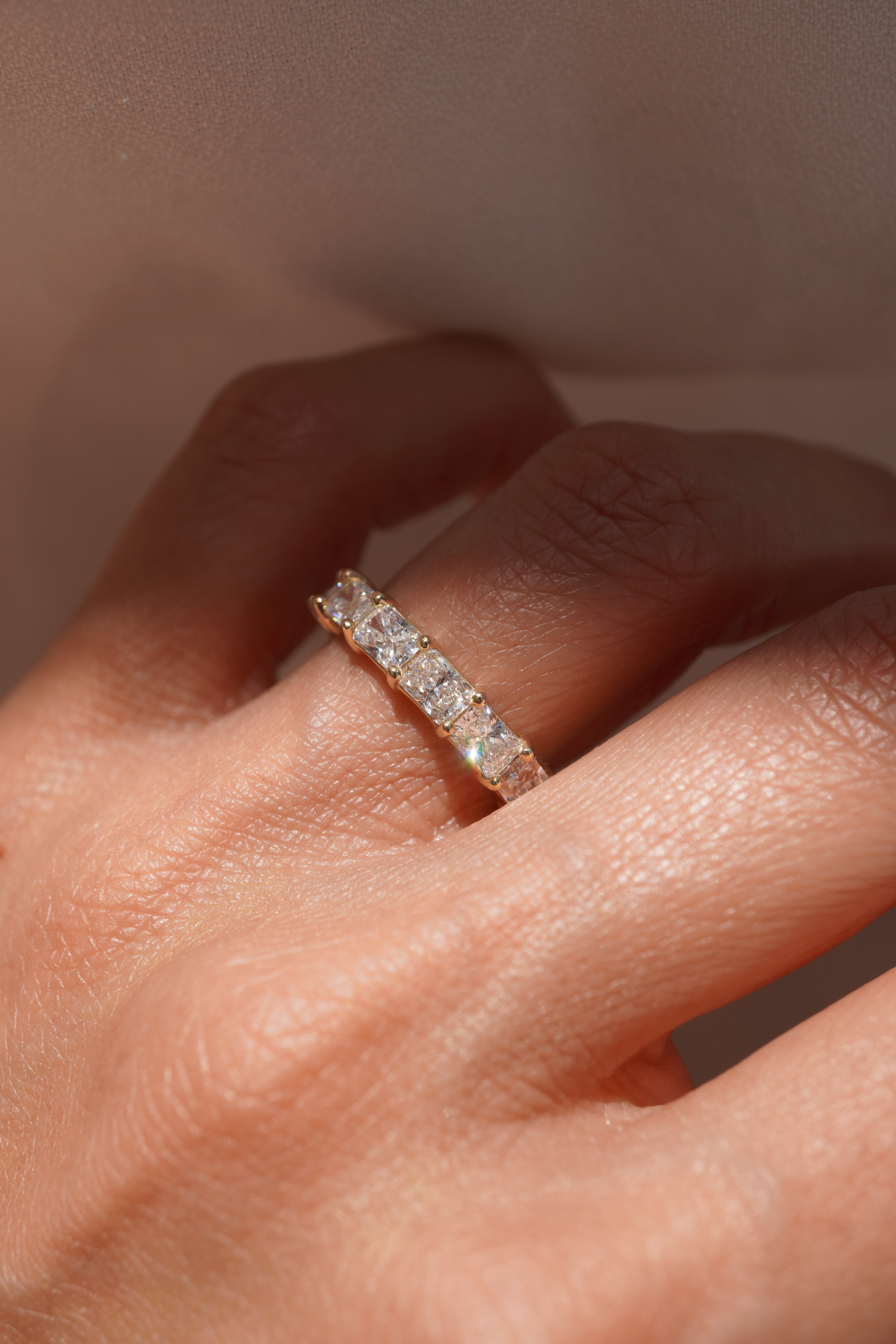 Large Lab Grown East-West Radiant Eternity Band