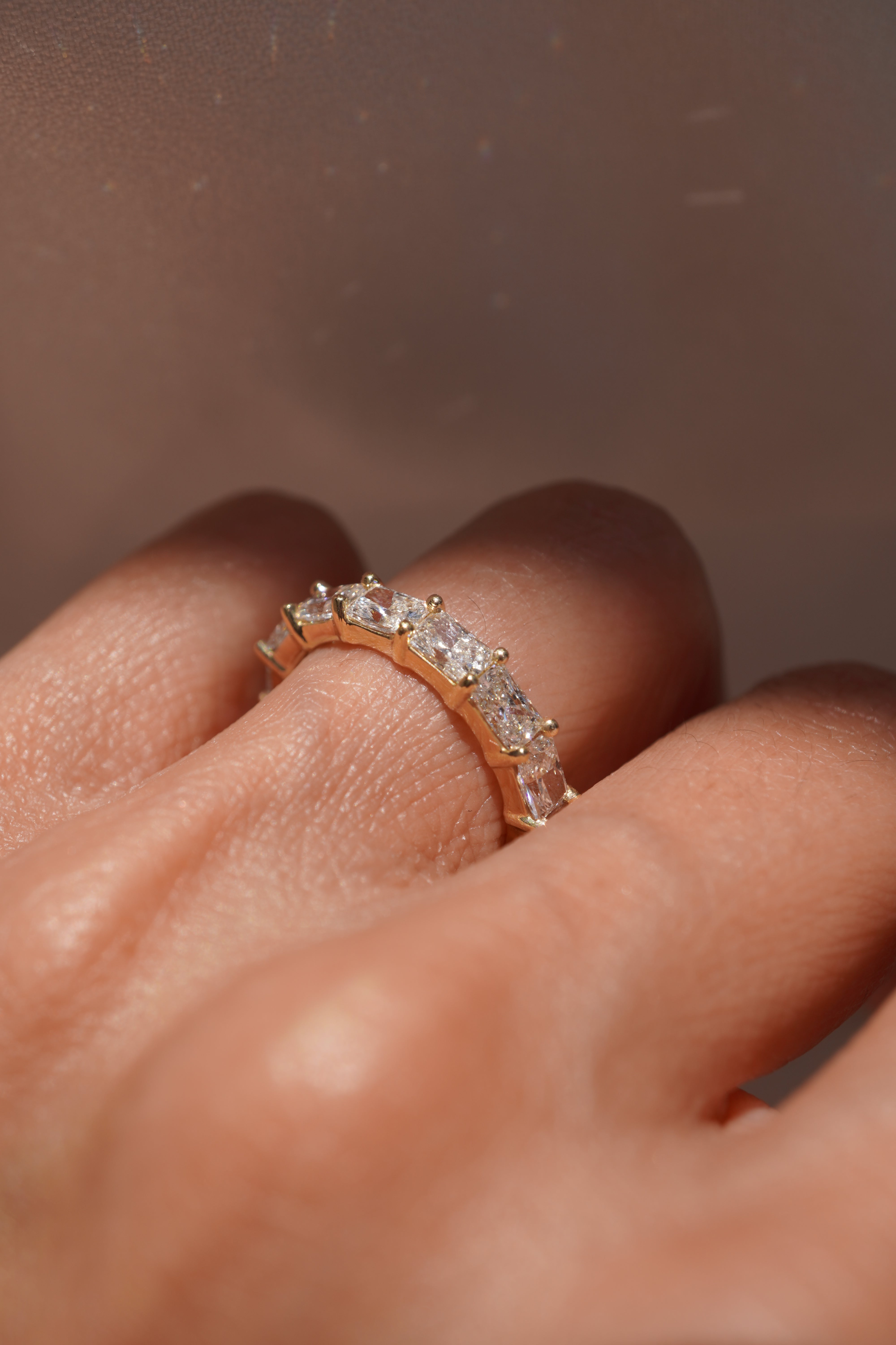 Large Lab Grown East-West Radiant Eternity Band