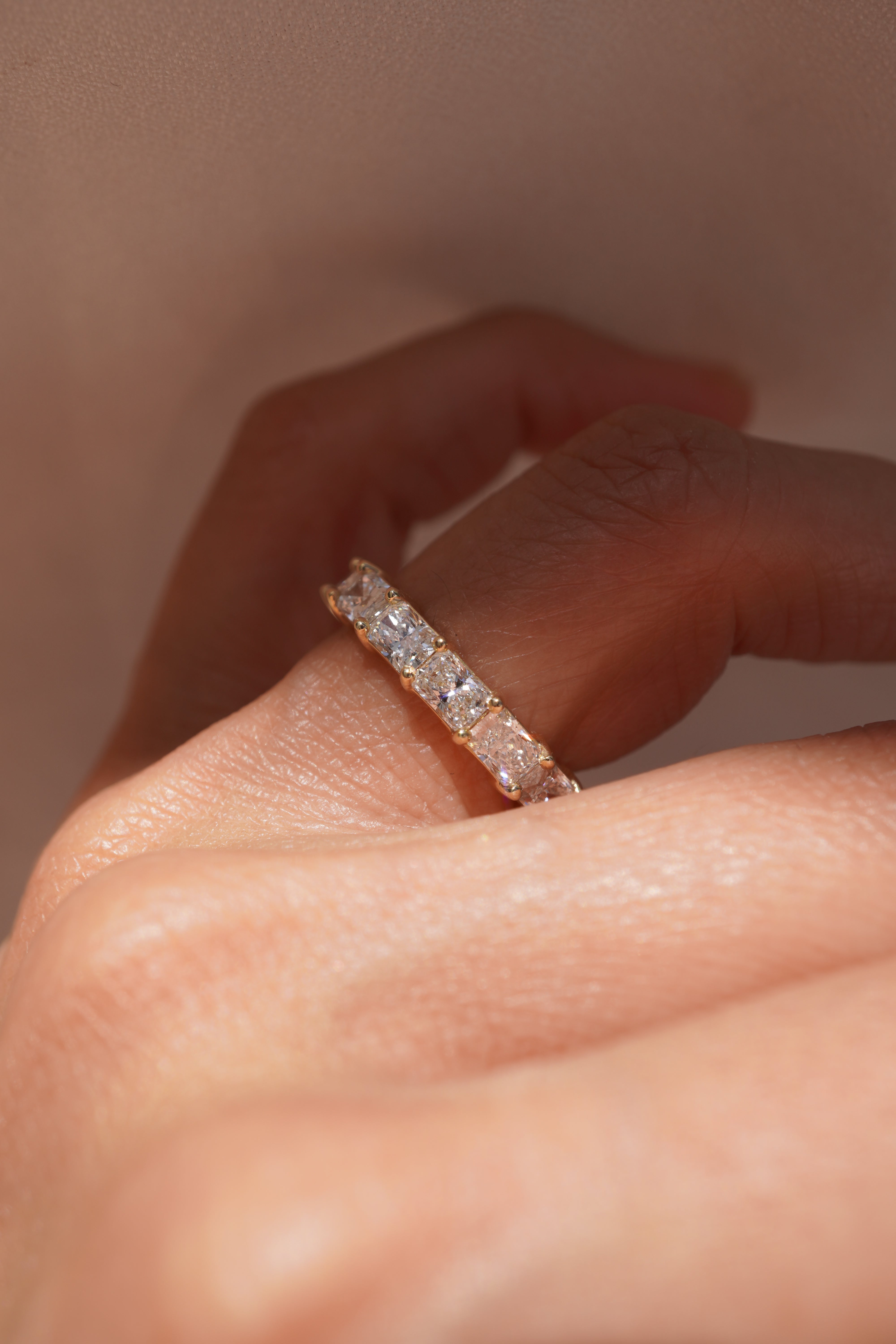 Large Lab Grown East-West Radiant Eternity Band