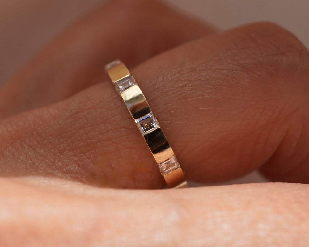 Square Baguette Inlay Band