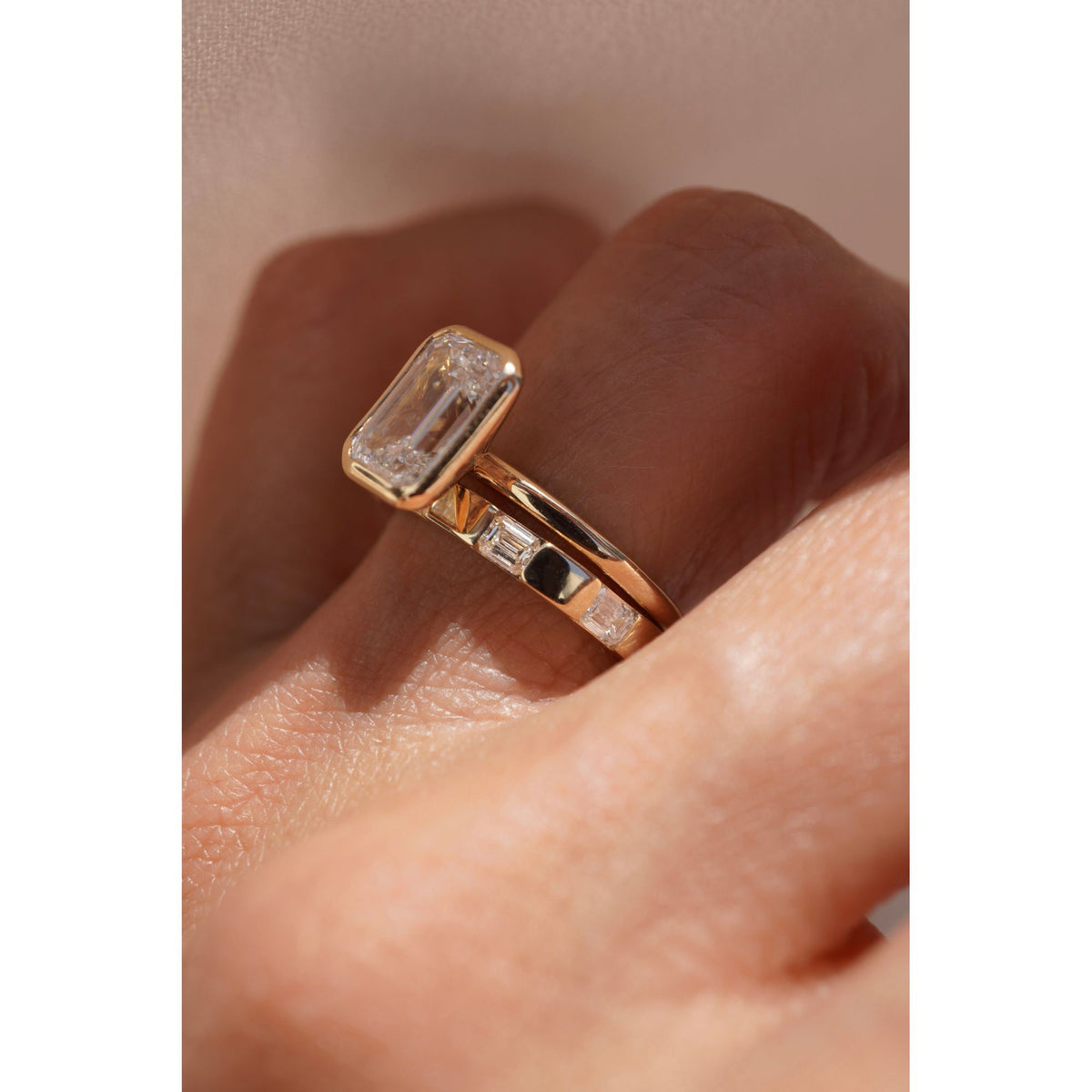 Emerald Inlay Diamond Band
