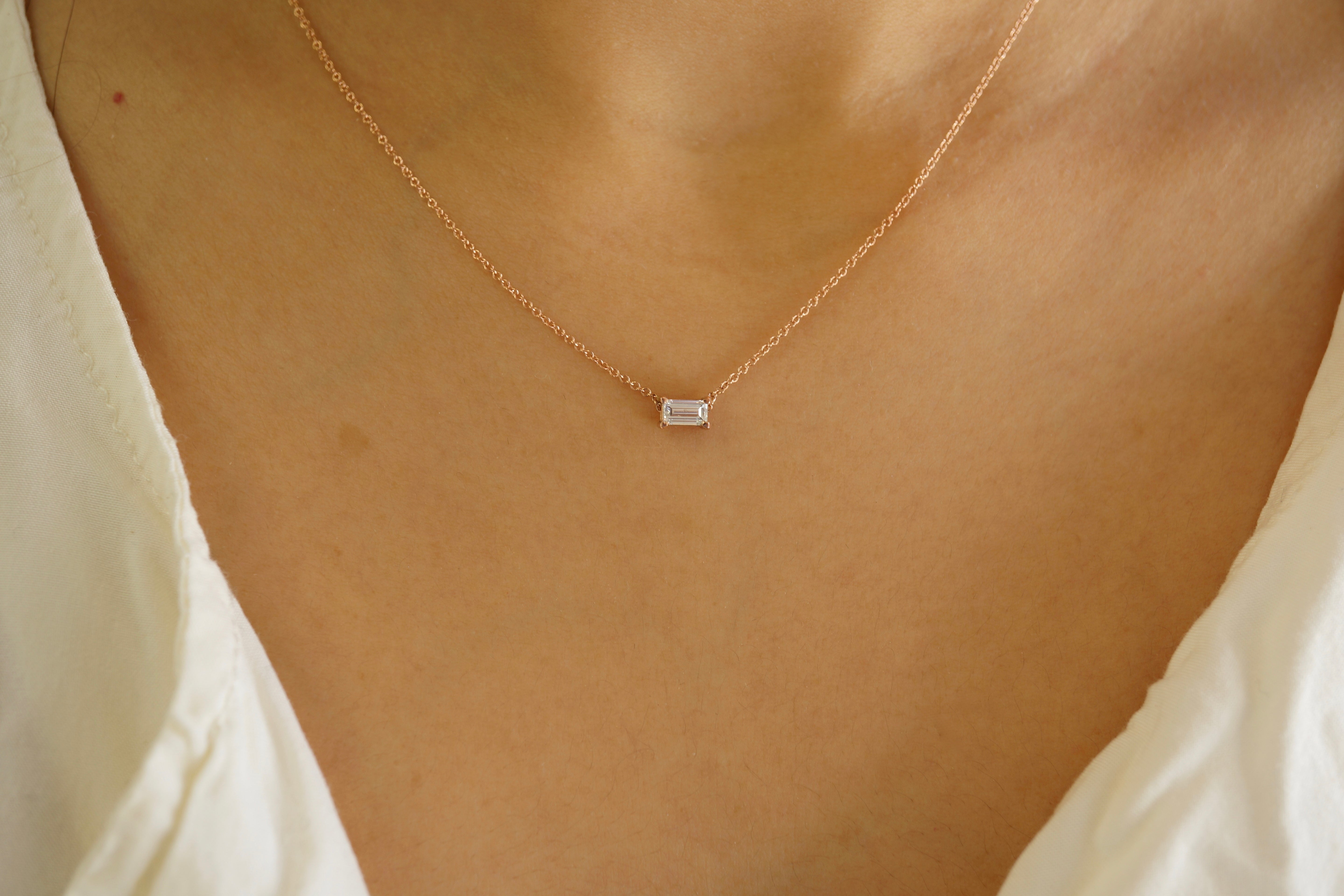 Floating Baguette Diamond Necklace