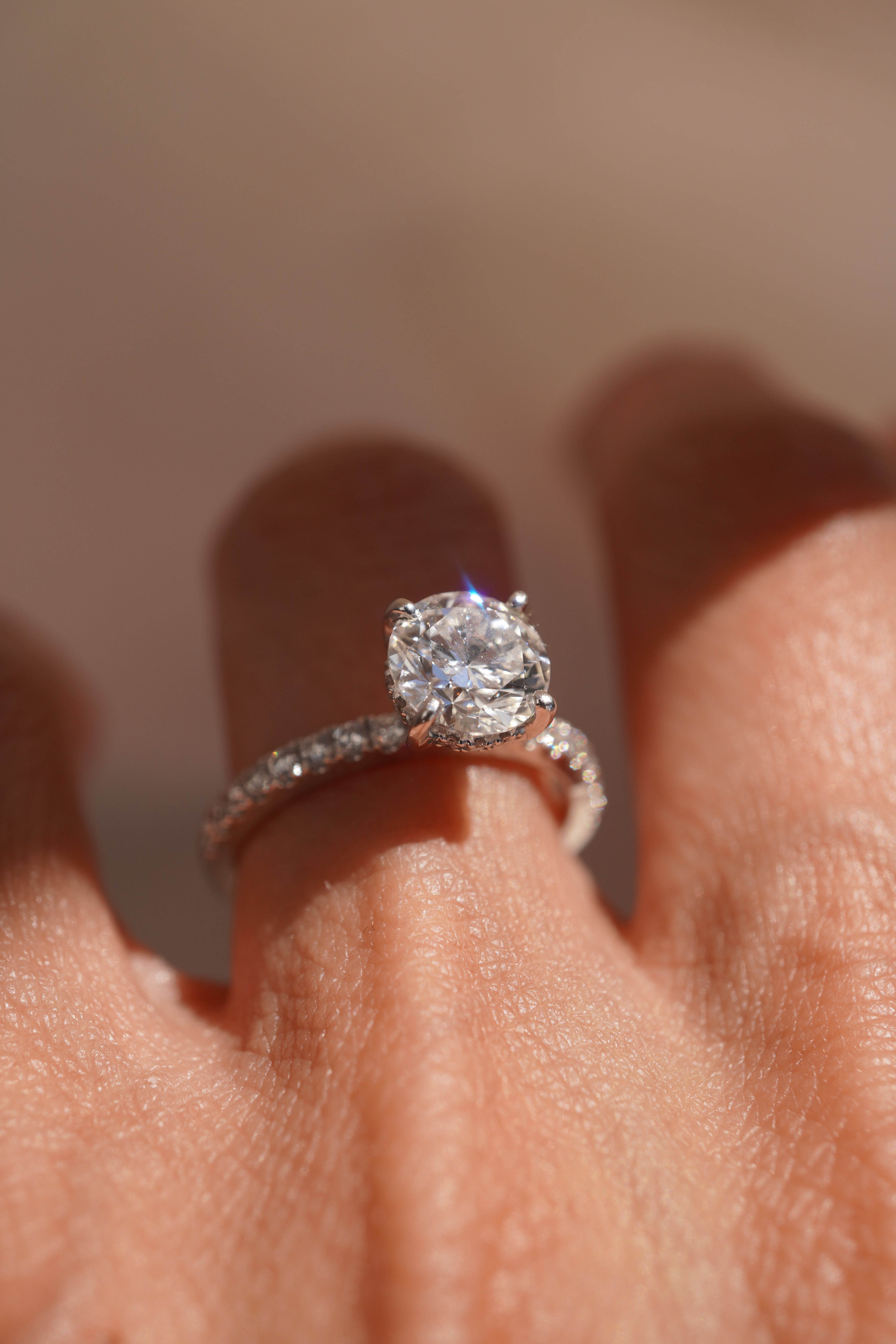Round Accented Solitaire with Hidden Halo