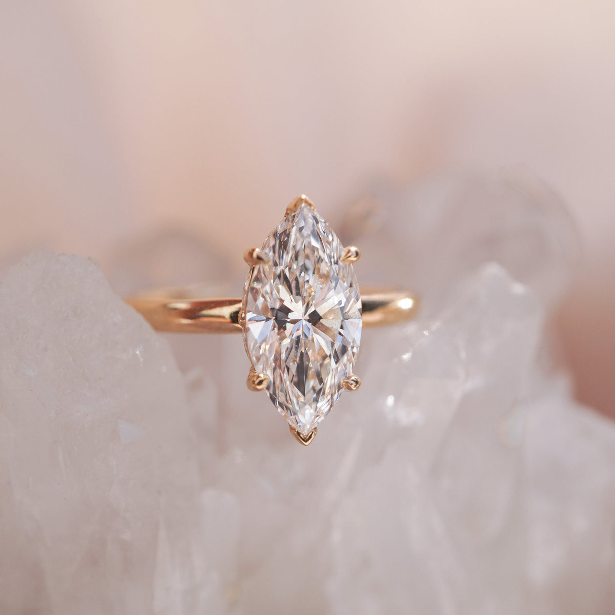 Olive Marquise Hidden Halo Ring