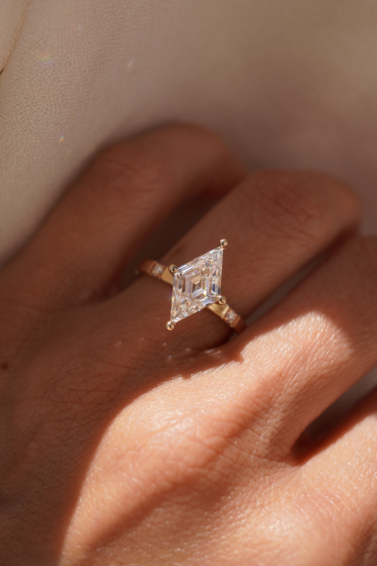 Lozenge Diamond Inlay Engagement Ring