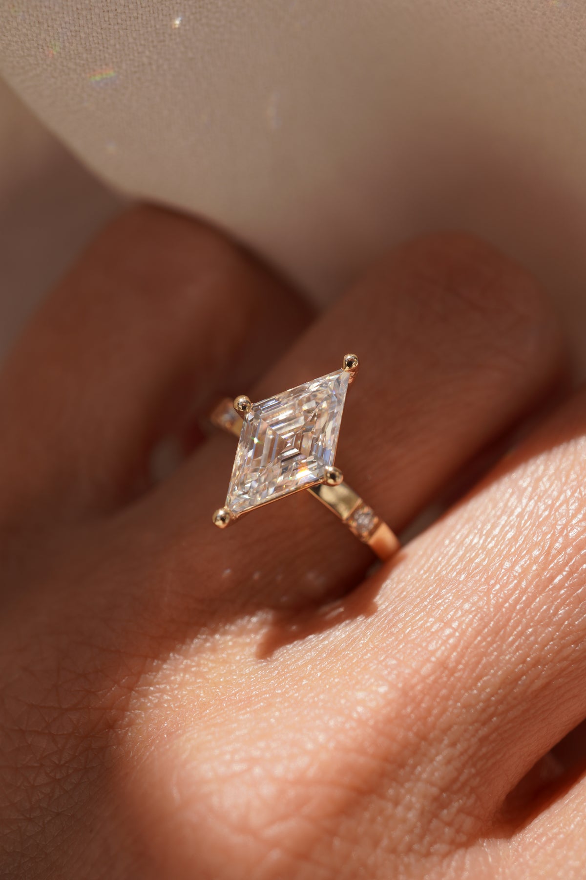 Lozenge Diamond Inlay Engagement Ring