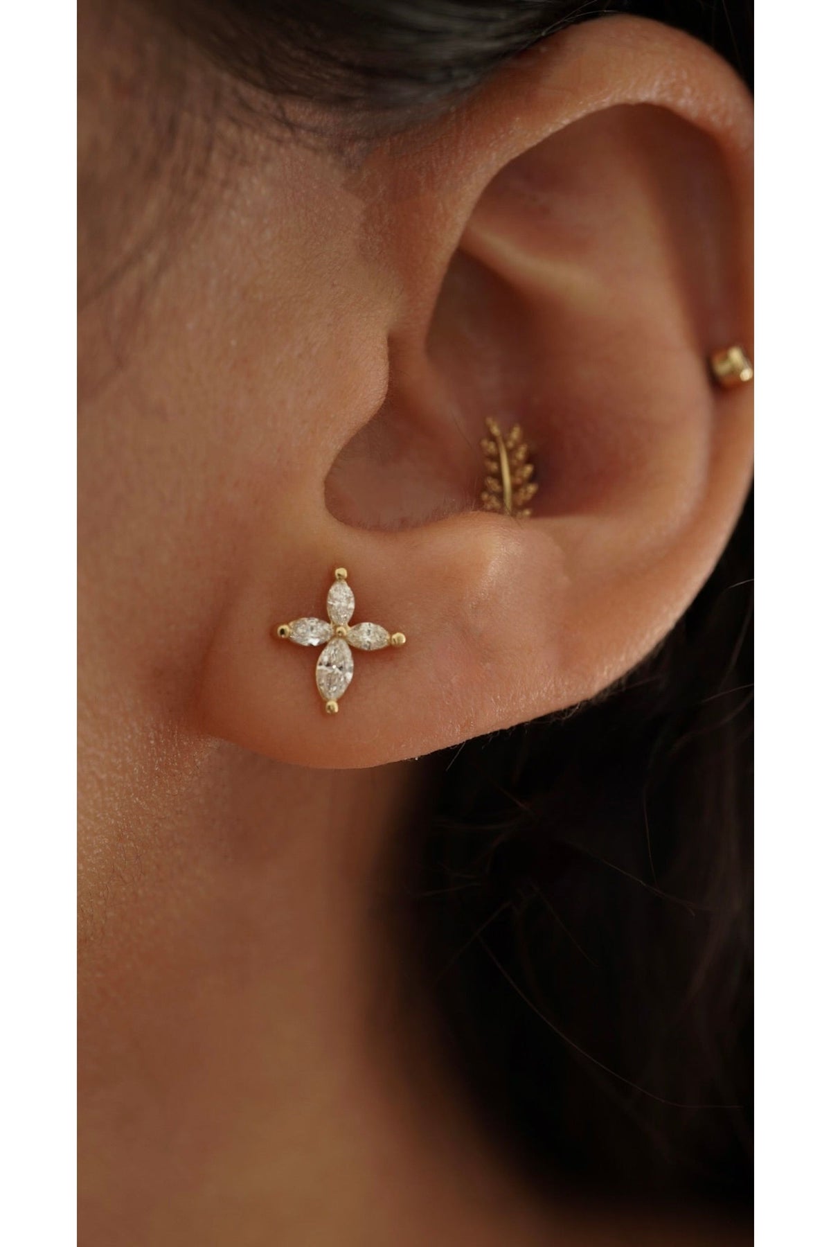 Marquise Diamond Cross Earrings