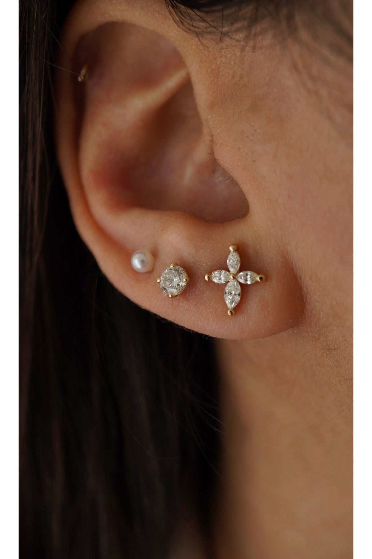 Marquise Diamond Cross Earrings
