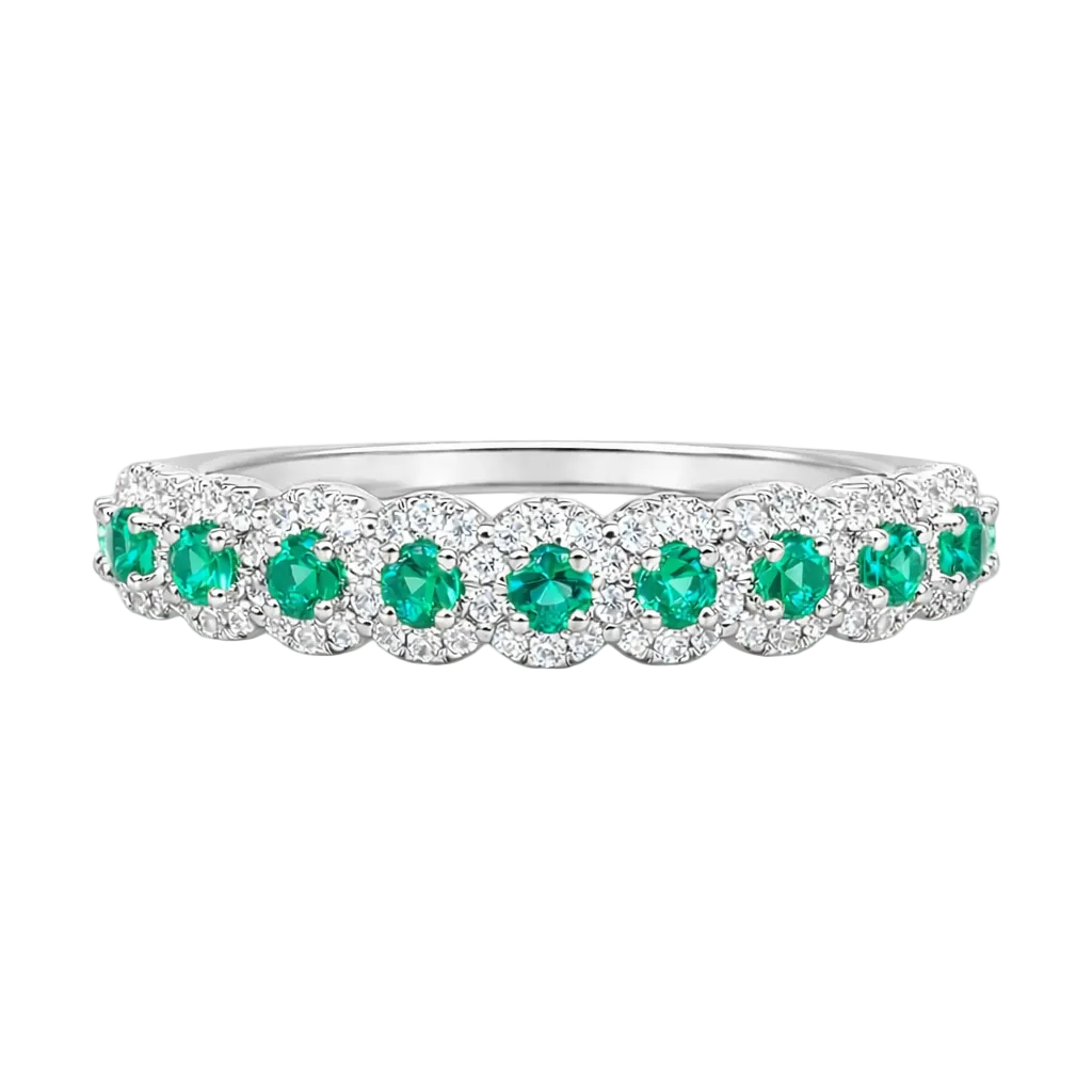 Emerald and Diamond Halo Band