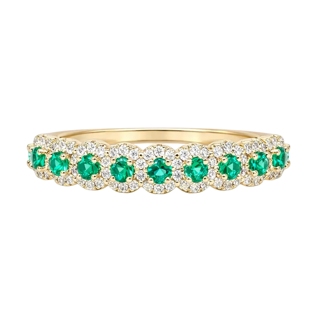 Emerald and Diamond Halo Band