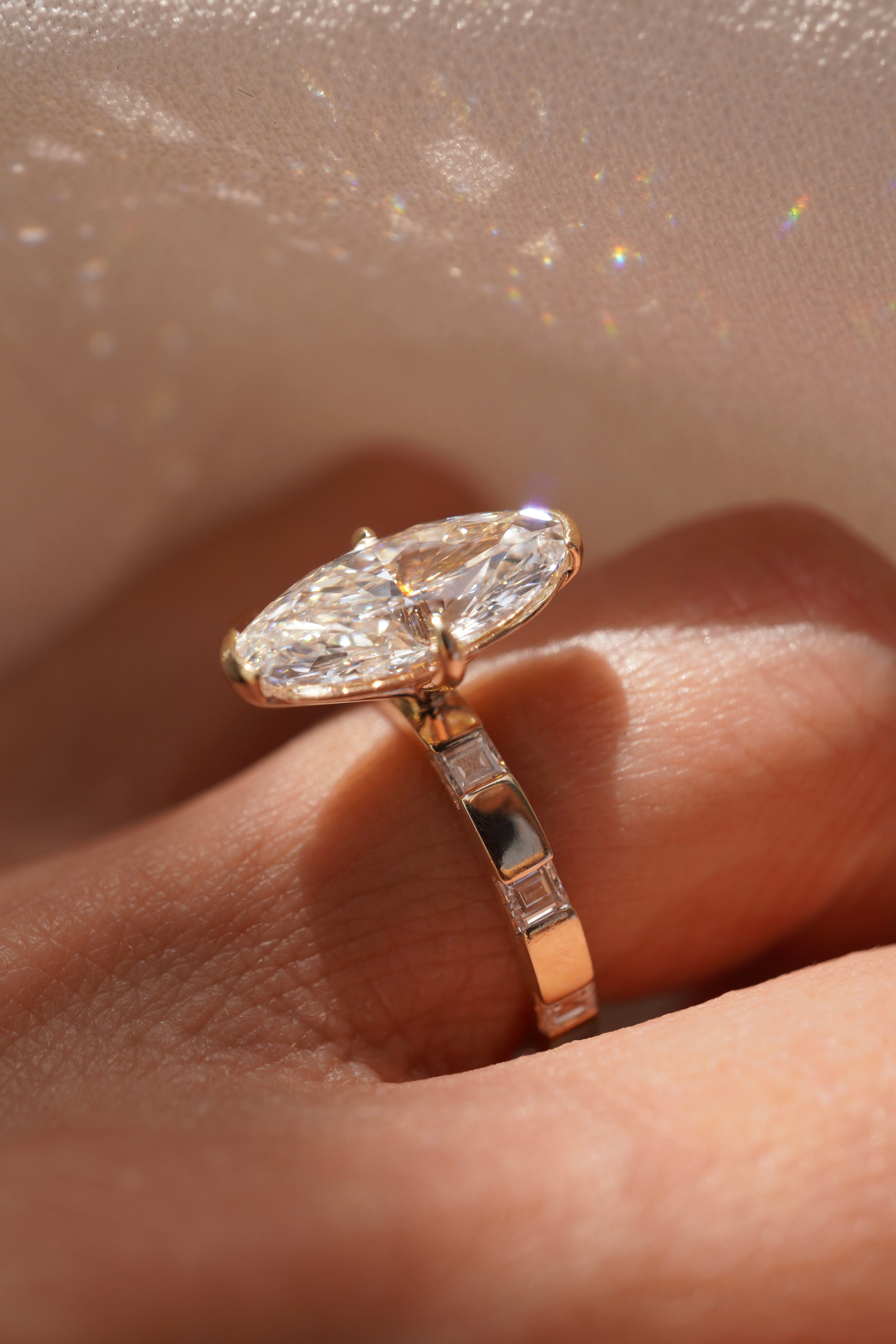 Moval Diamond Inlay Ring