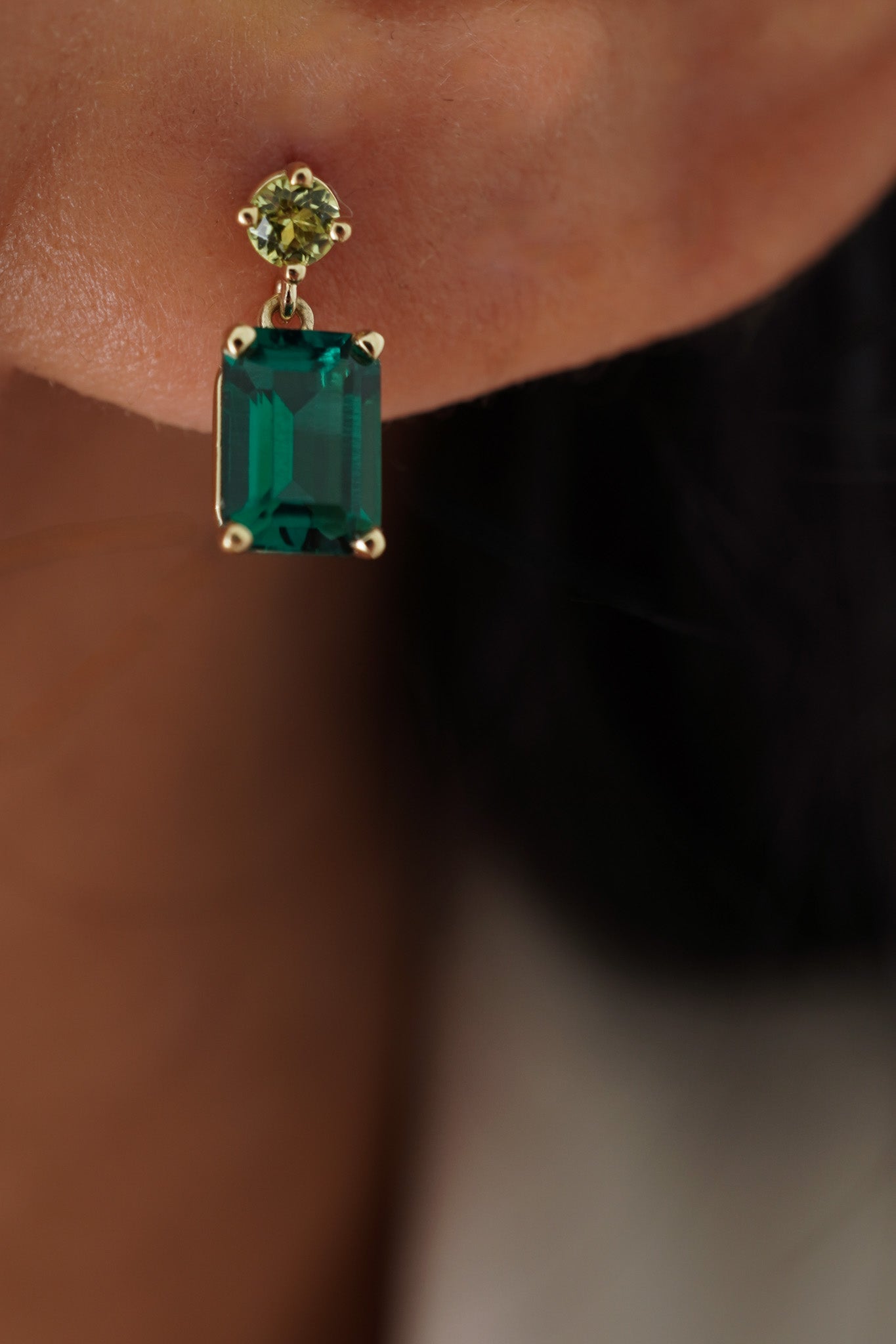 Emerald and Peridot Earrings