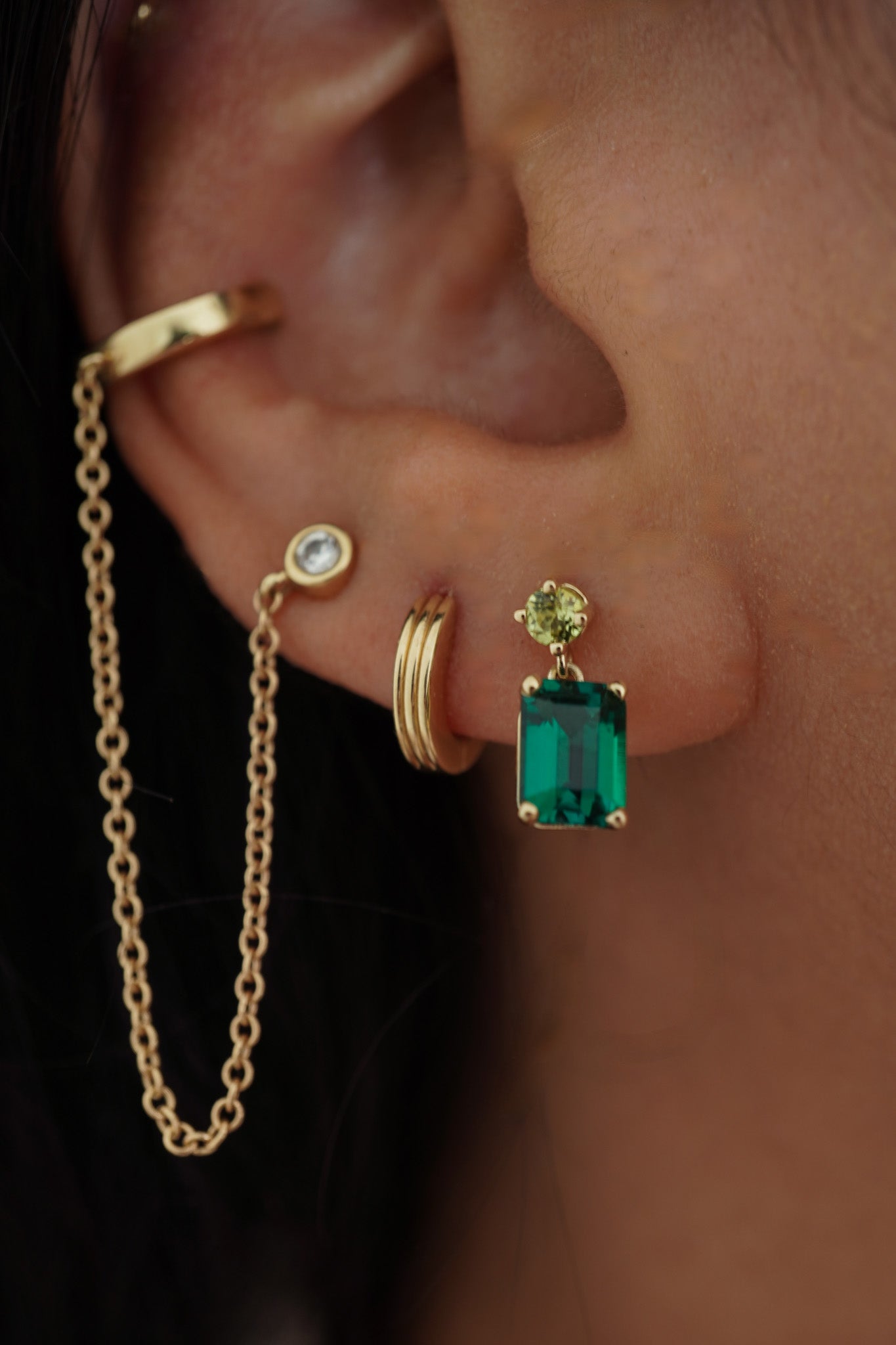 Emerald and Peridot Earrings