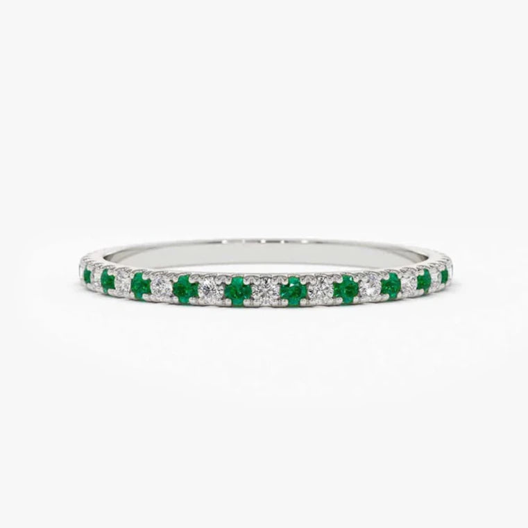 Green Emerald and Diamond Band