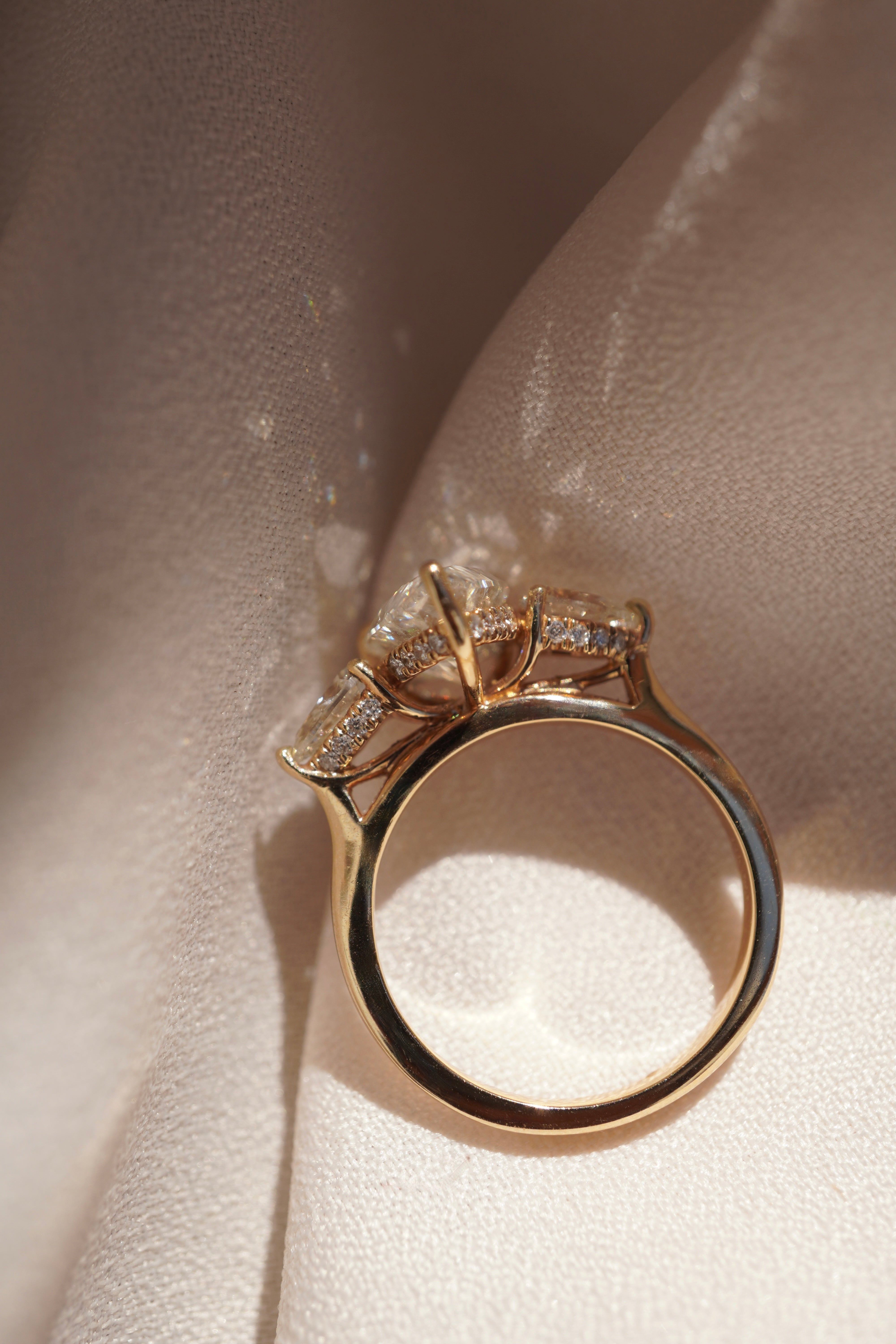 Three Stone Pear Engagement Ring