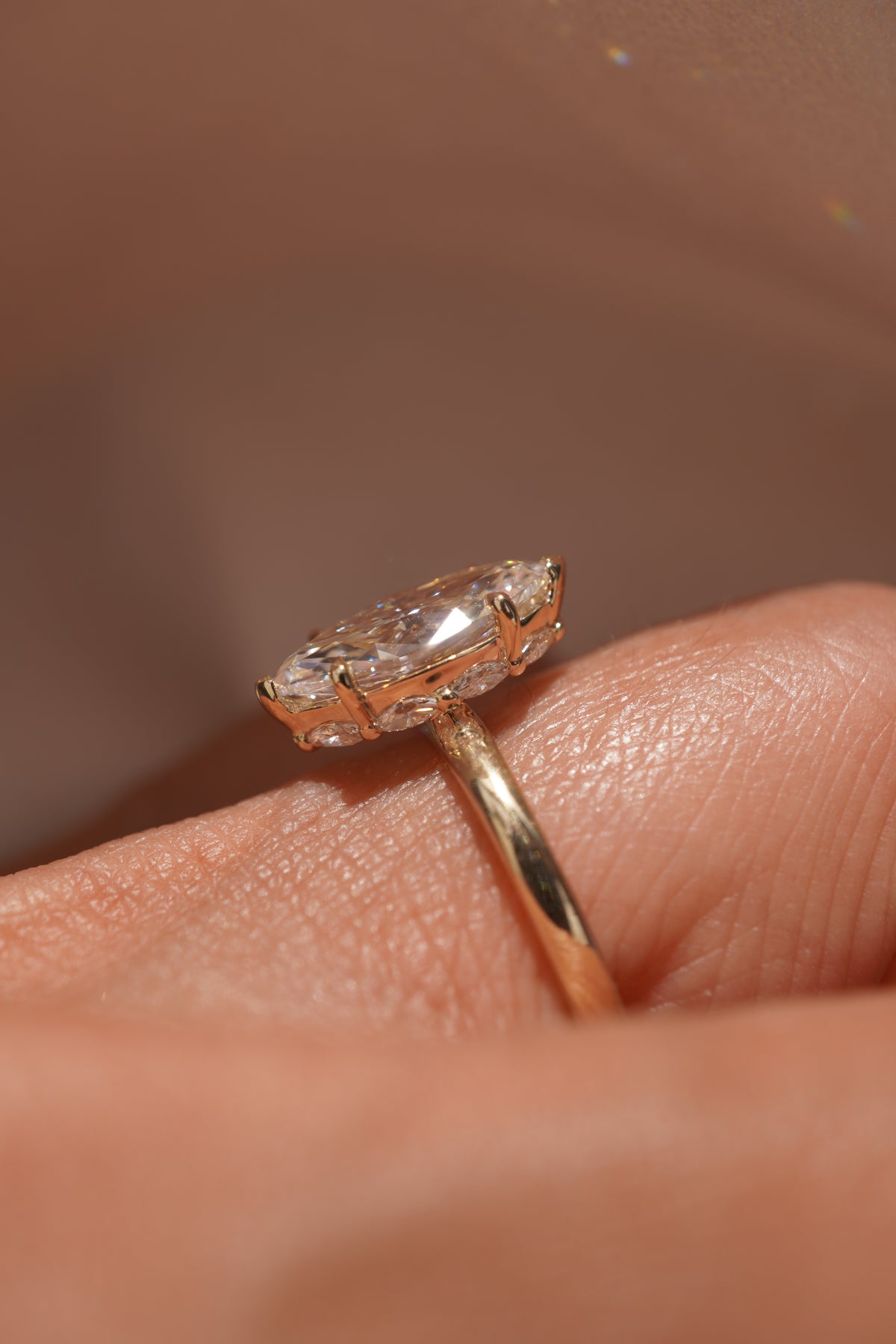 Marquise Hidden Halo Solitaire Engagement Ring