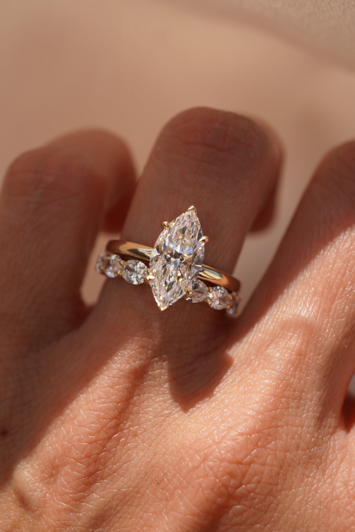 Marquise Hidden Halo Solitaire Engagement Ring