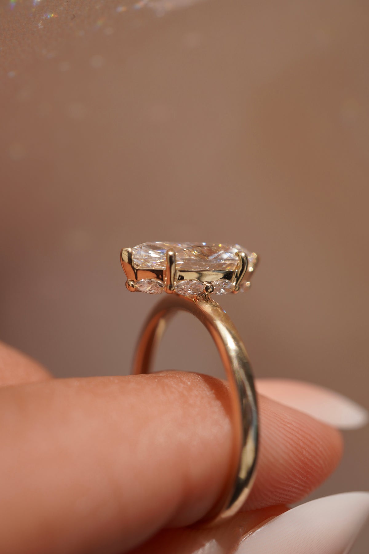 Marquise Hidden Halo Solitaire Engagement Ring
