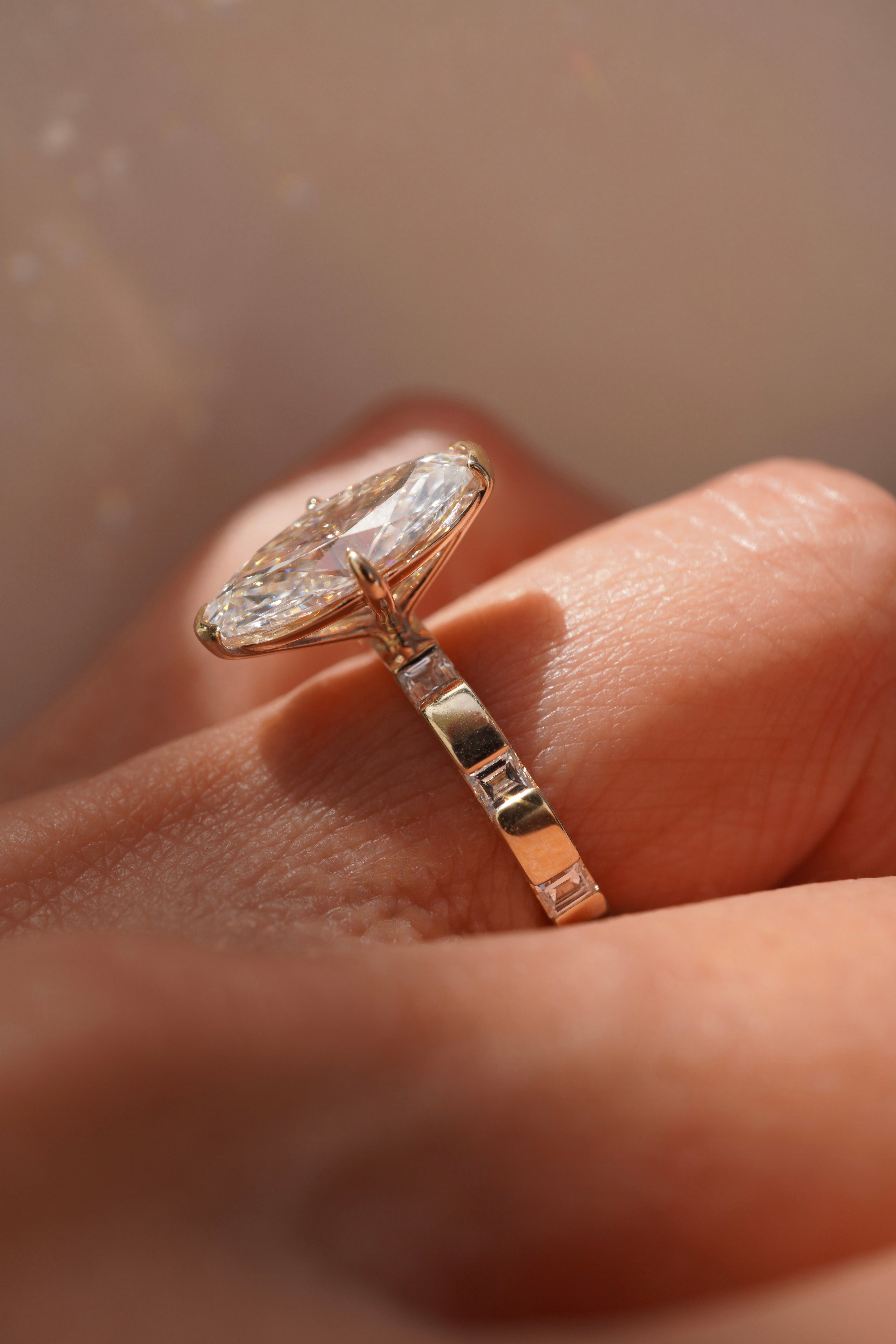 Moval Diamond Inlay Ring