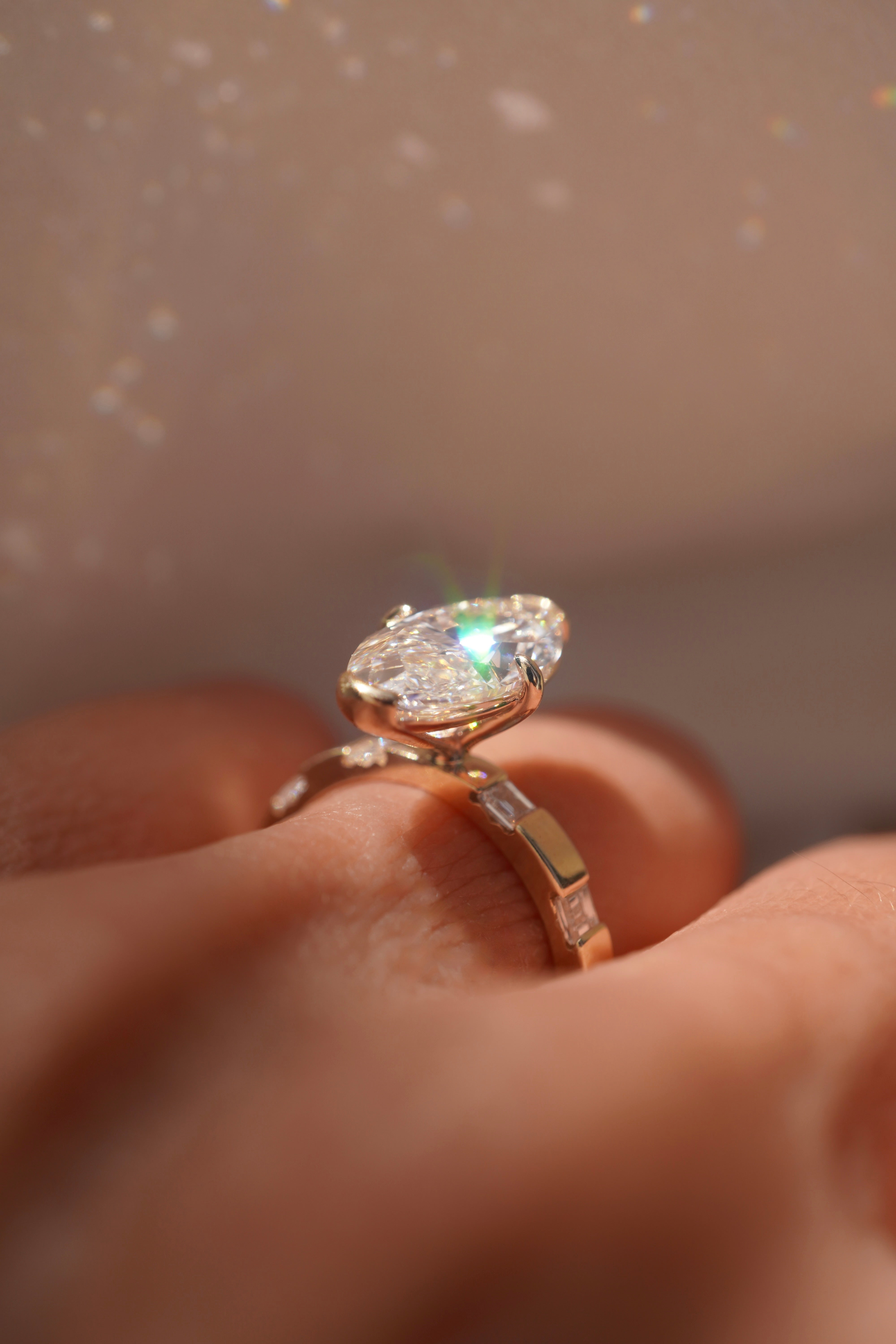 Moval Diamond Inlay Ring