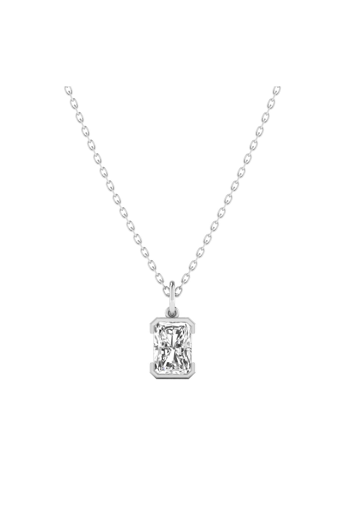 Half Bezel Radiant Diamond Necklace
