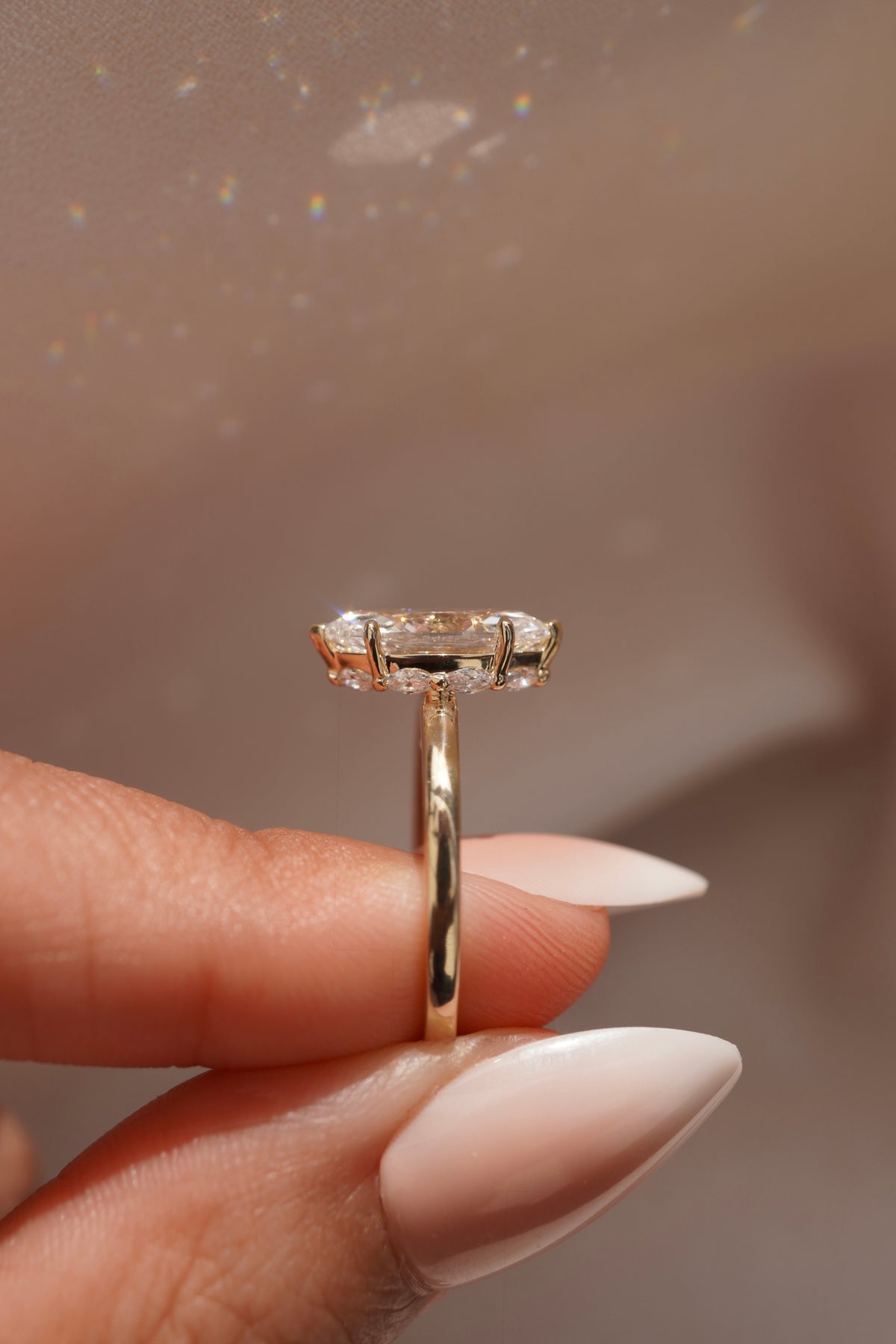 Marquise Hidden Halo Solitaire Engagement Ring