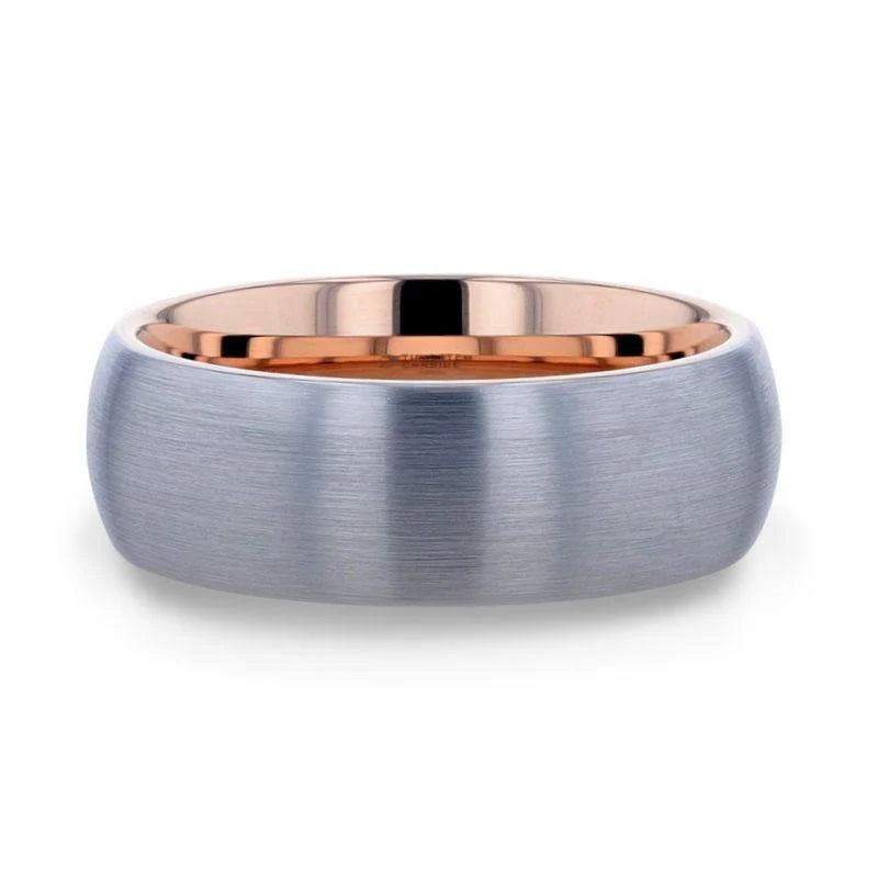 Silver Rose Tungsten Band