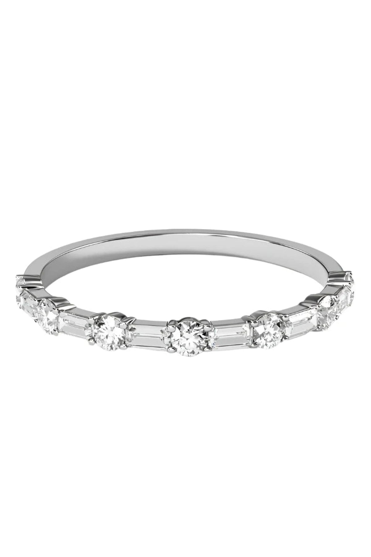 Lab Grown Petite Alternating Baguette & Round Diamond Band