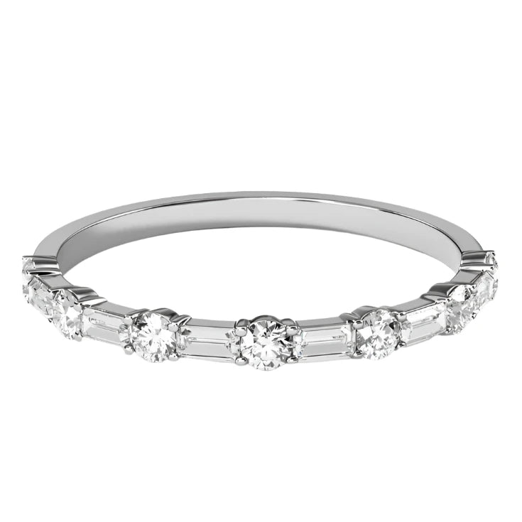 Lab Grown Petite Alternating Baguette & Round Diamond Band